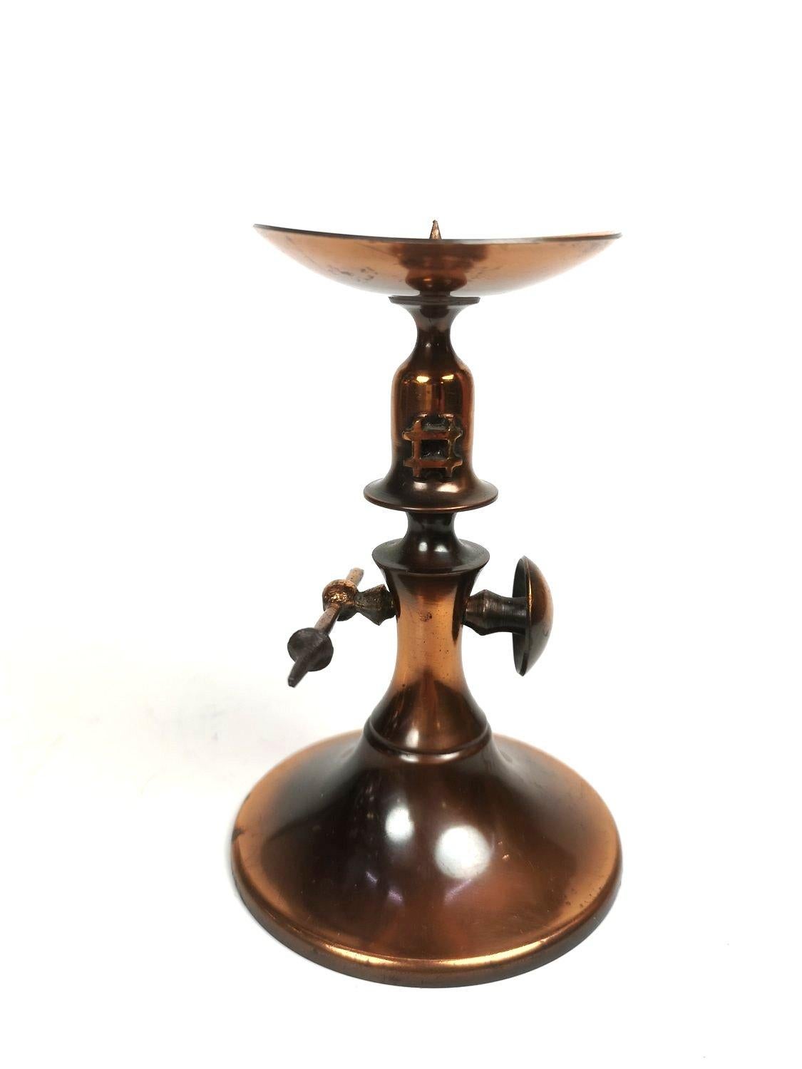 Exquisite Mid-Century Modern candelabra, made from copper and bronze. Very decorative addition to any interior.