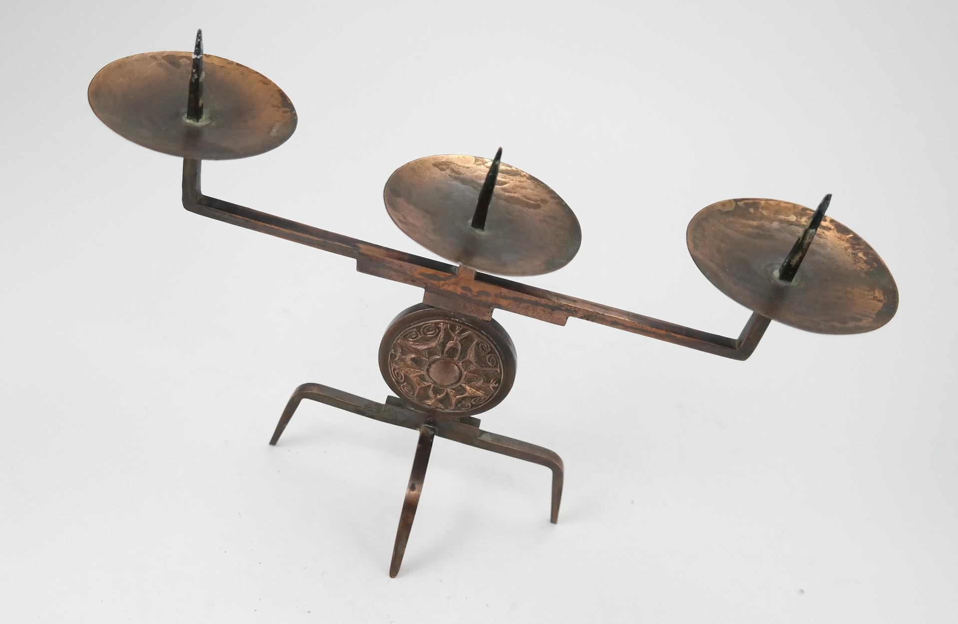 Hungarian Midcentury Copper Candleholder by Gyula Szabo, 1970s For Sale