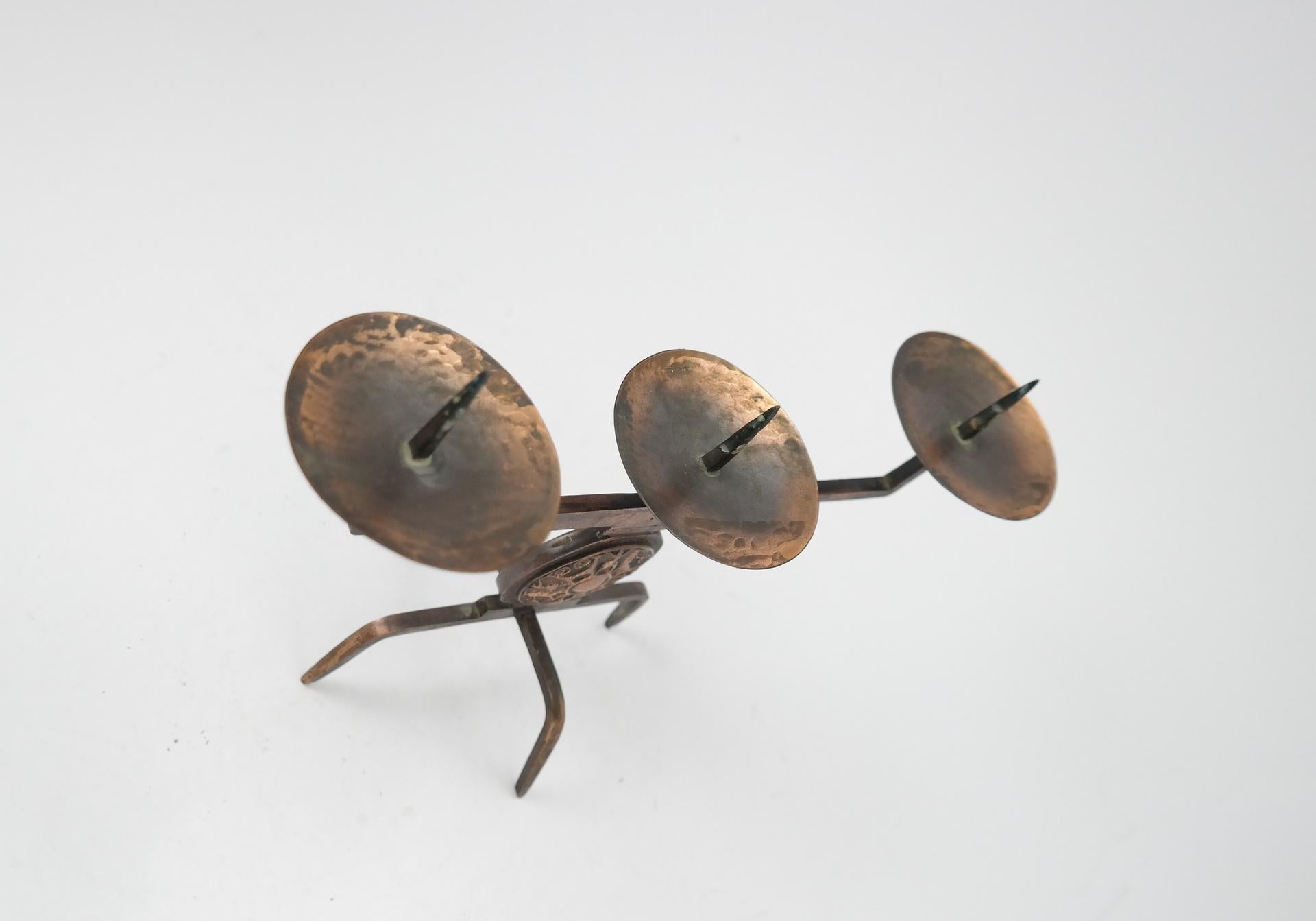 Late 20th Century Midcentury Copper Candleholder by Gyula Szabo, 1970s For Sale