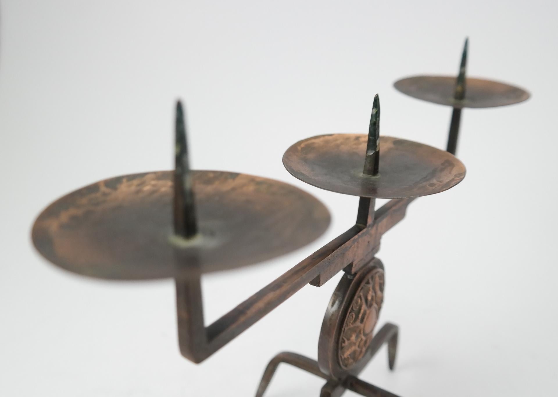 Midcentury Copper Candleholder by Gyula Szabo, 1970s For Sale 1