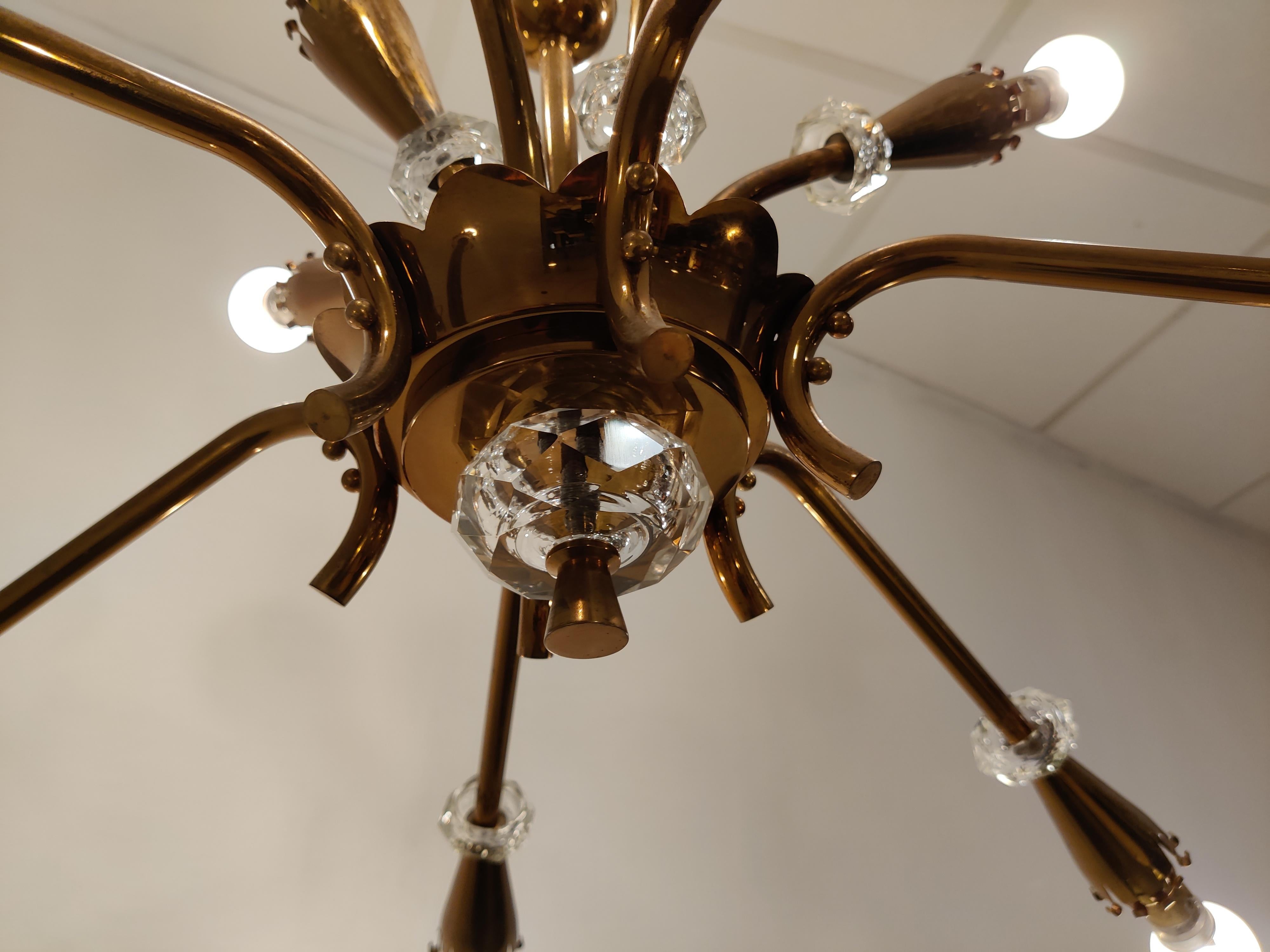 French Mid Century Copper Chandelier, 1950s  For Sale
