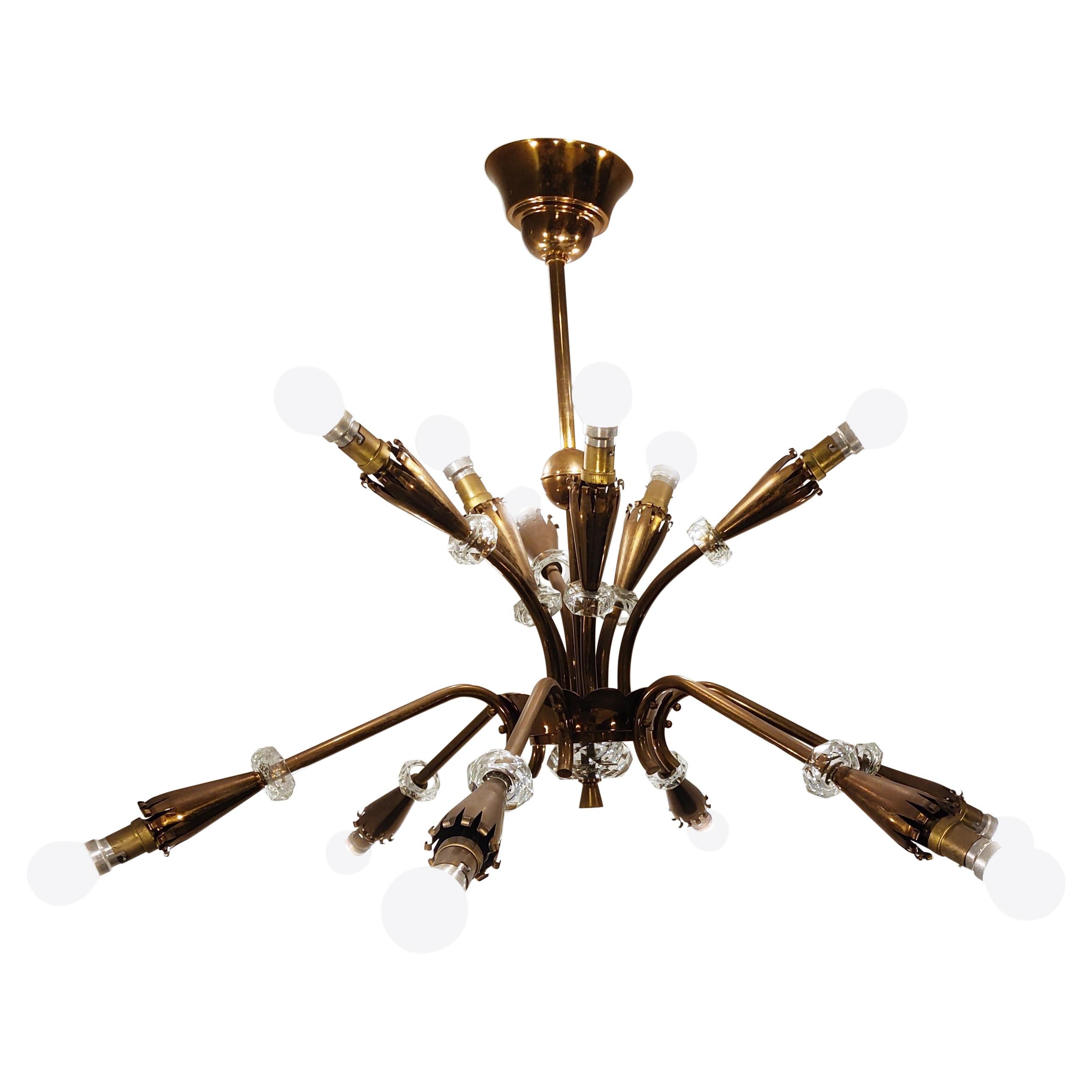 Mid Century Copper Chandelier, 1950s  For Sale