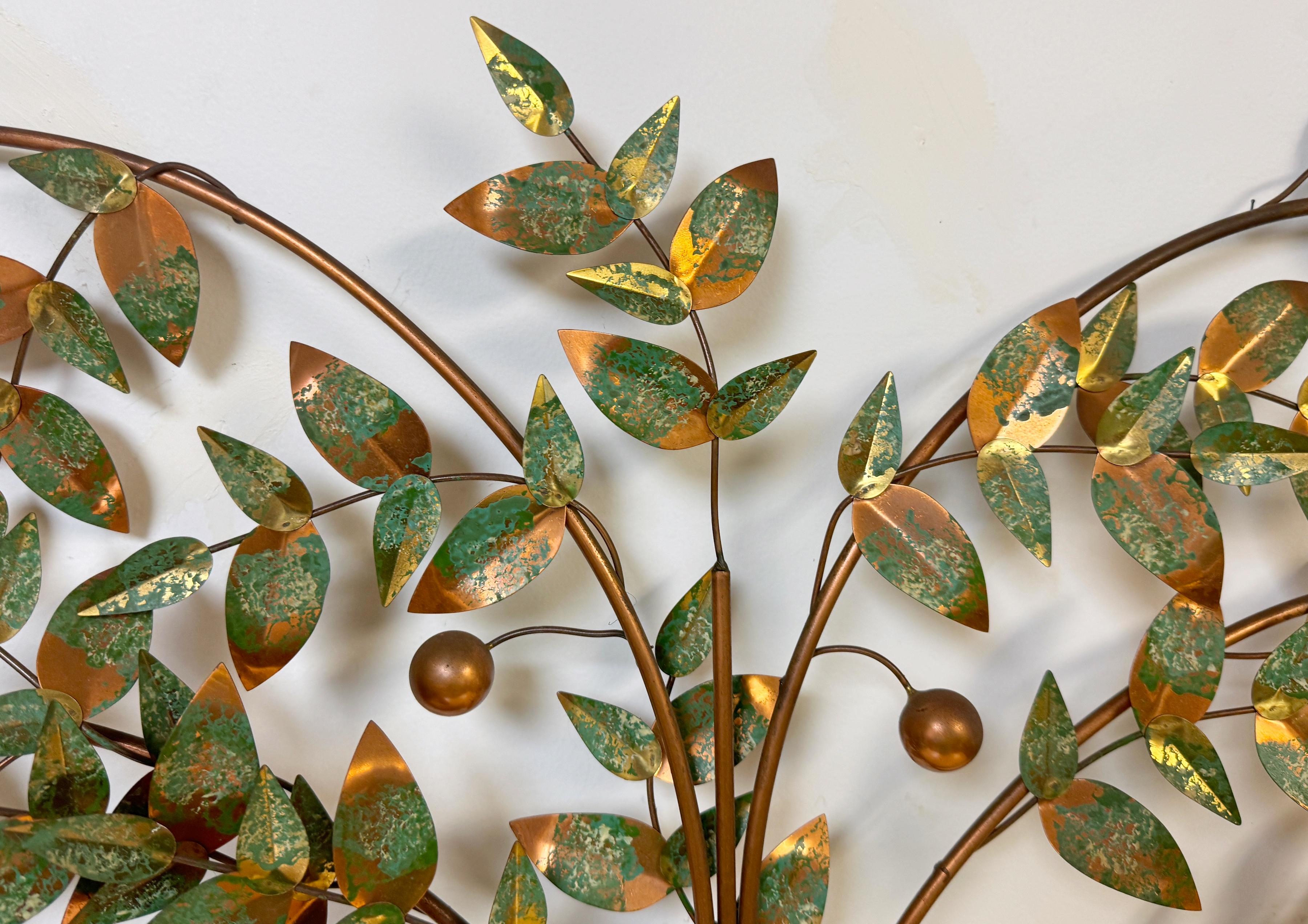 Metal Mid-Century Copper & Enameled 'Tree of Life'  Wall Sculpture by Curtis Jere For Sale