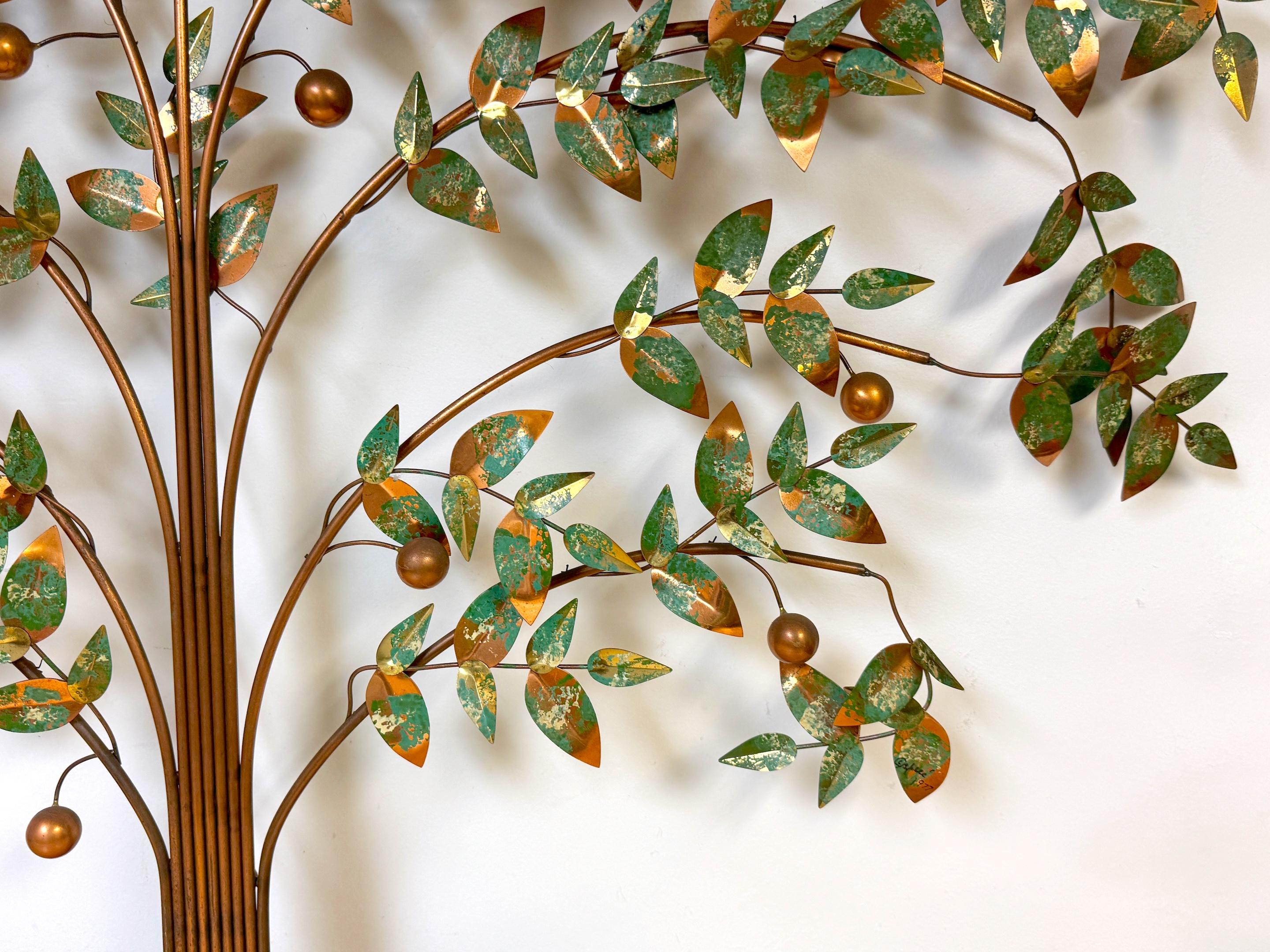 Mid-Century Copper & Enameled 'Tree of Life'  Wall Sculpture by Curtis Jere For Sale 2