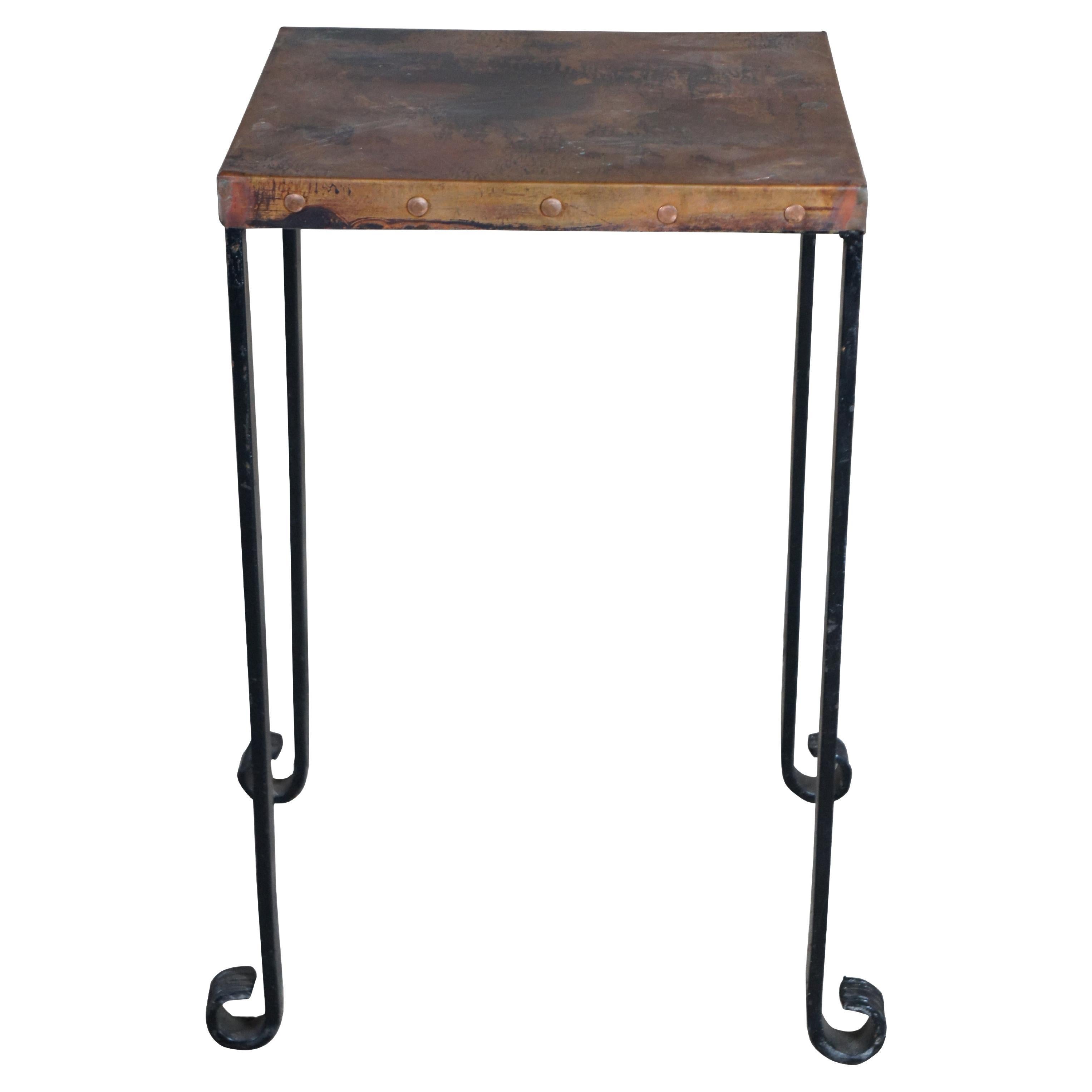 Mid Century Kupfer & Eisen Modern Beistelltisch Pflanzenskulptur Stand im Angebot