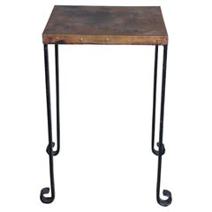 Mesa Auxiliar Moderna de Cobre y Hierro de Mediados de Siglo Soporte para Escultura de Plantas
