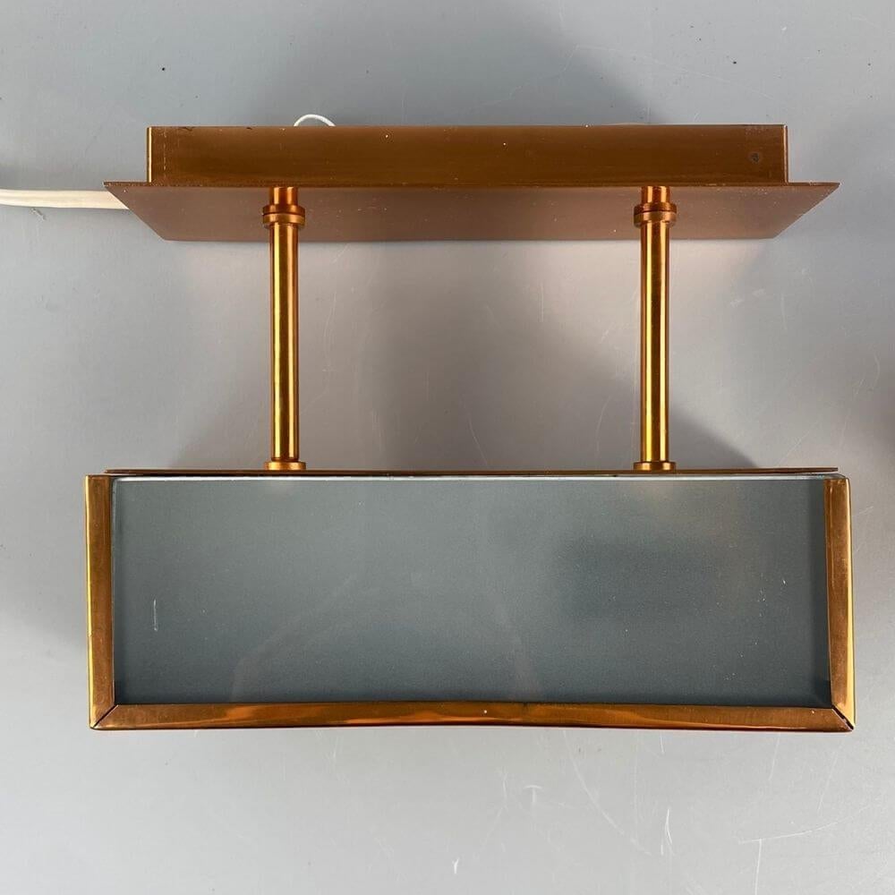 Mid-century copper-milk glass extravagant wall arm pair For Sale 4