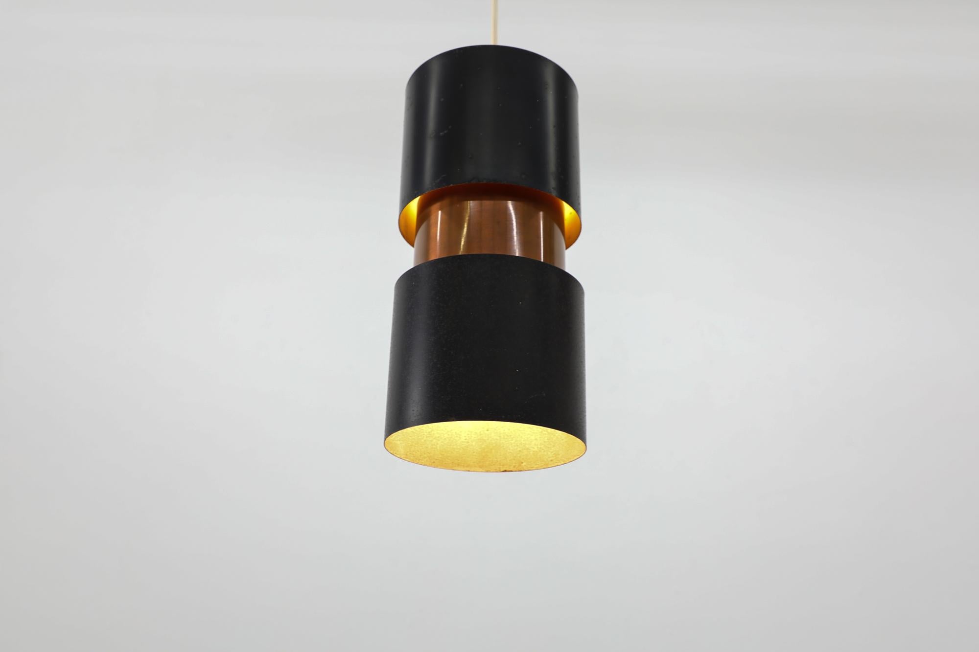 Mid-Century Copper and Black Pendant by Jo Hammerborg for Fog & Mørup, 1960s In Good Condition For Sale In Los Angeles, CA