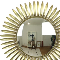 Mid Century Copper Plated Metal Sun Mirror Deknudt Convex 54cm