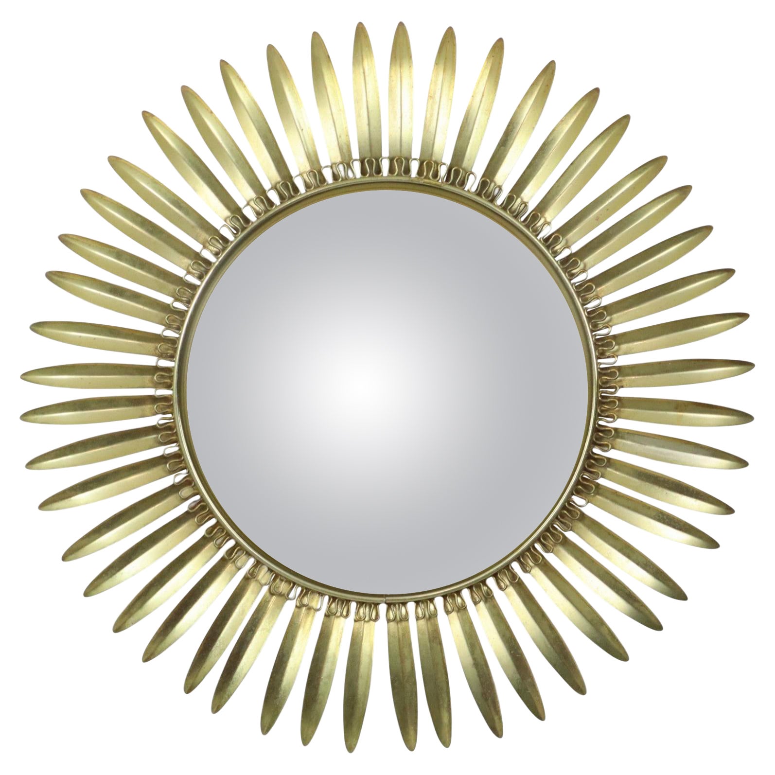 Mid Century Copper Plated Metal Sun Mirror Deknudt Convex 54cm