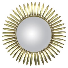 Miroir Sun Mirror Deknudt Convex 54 cm en métal cuivré du milieu du siècle dernier