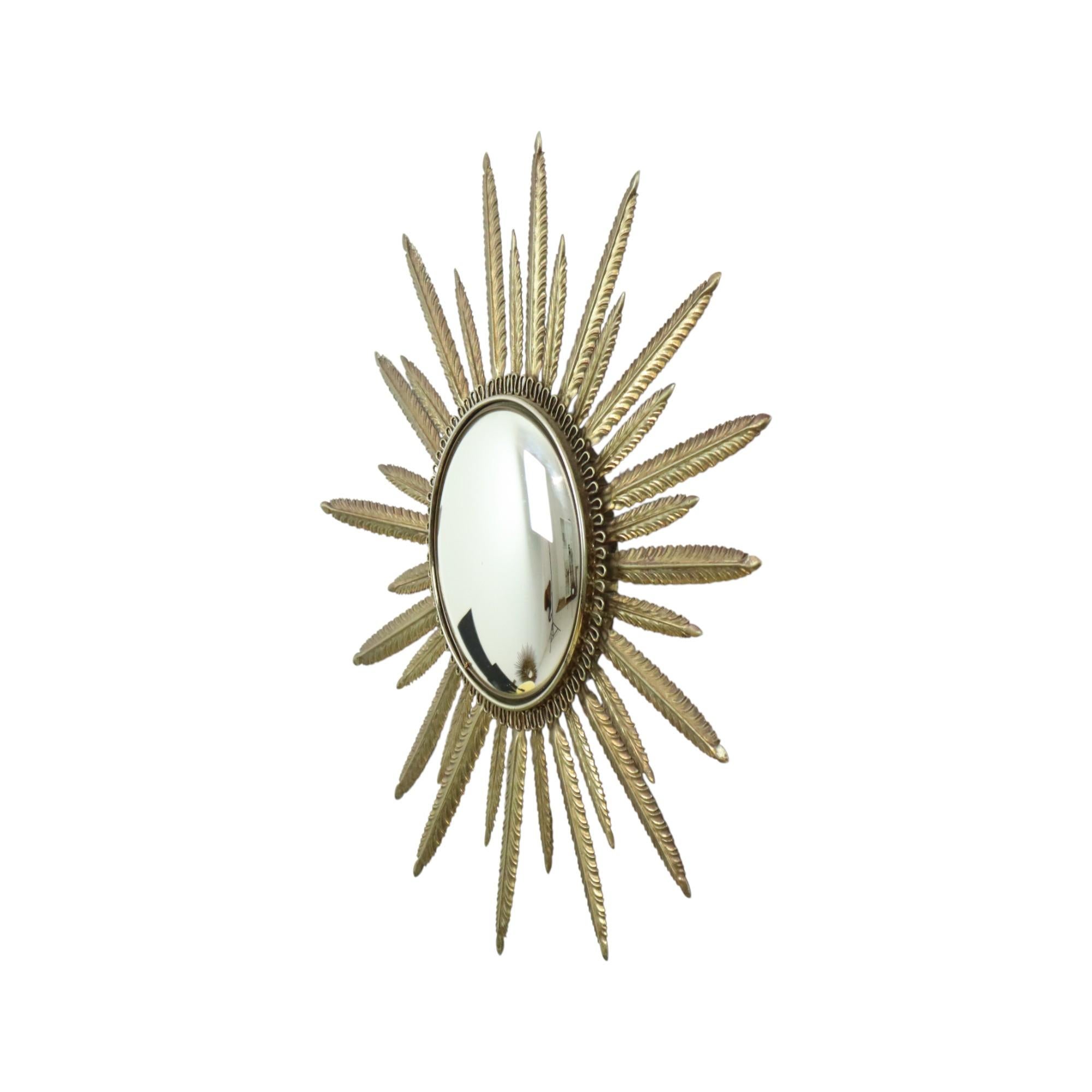 Mid Century Copper Plated Metal Sun Mirror Deknudt Convex 55cm For Sale 4