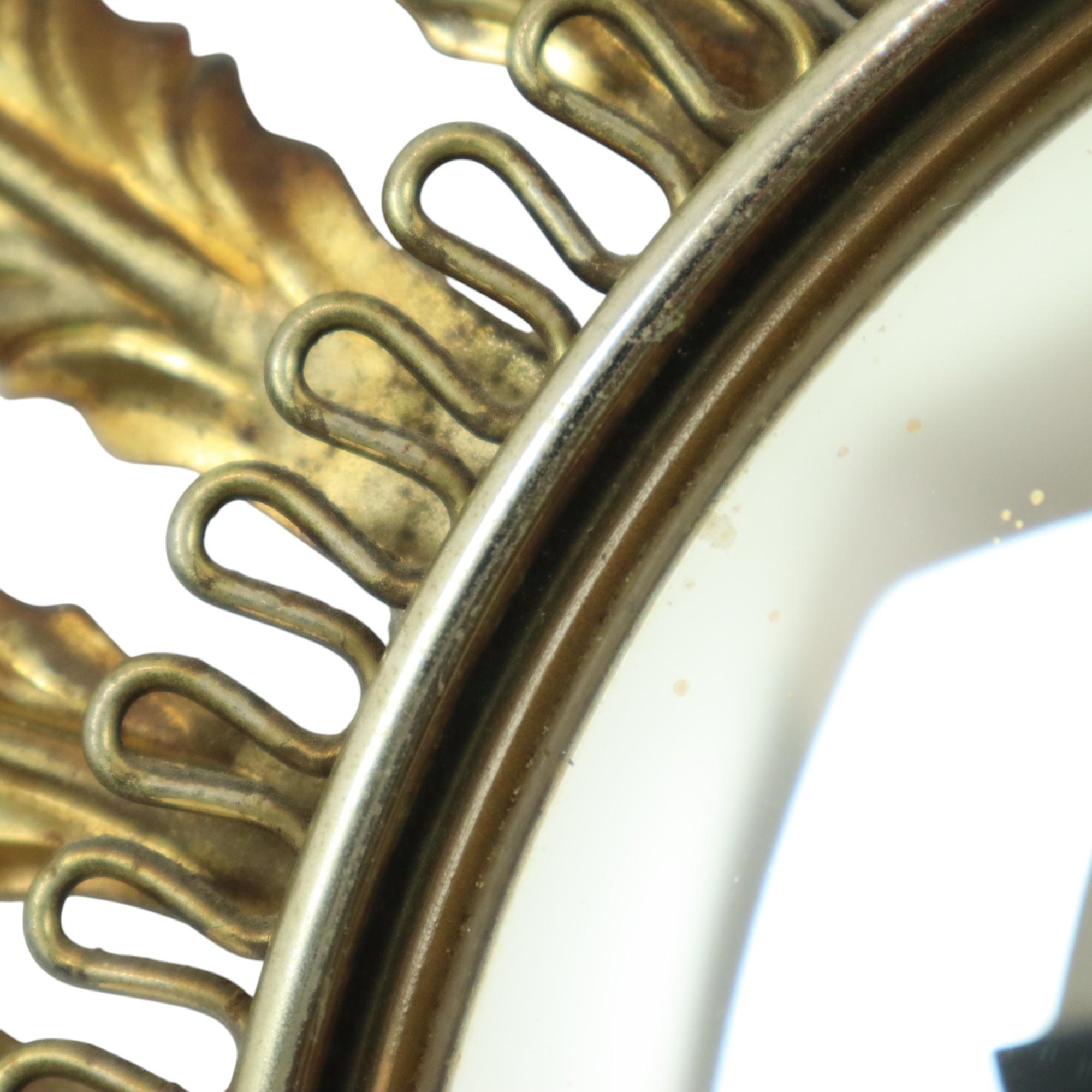 Mid Century Copper Plated Metal Sun Mirror Deknudt Convex 55cm For Sale 5