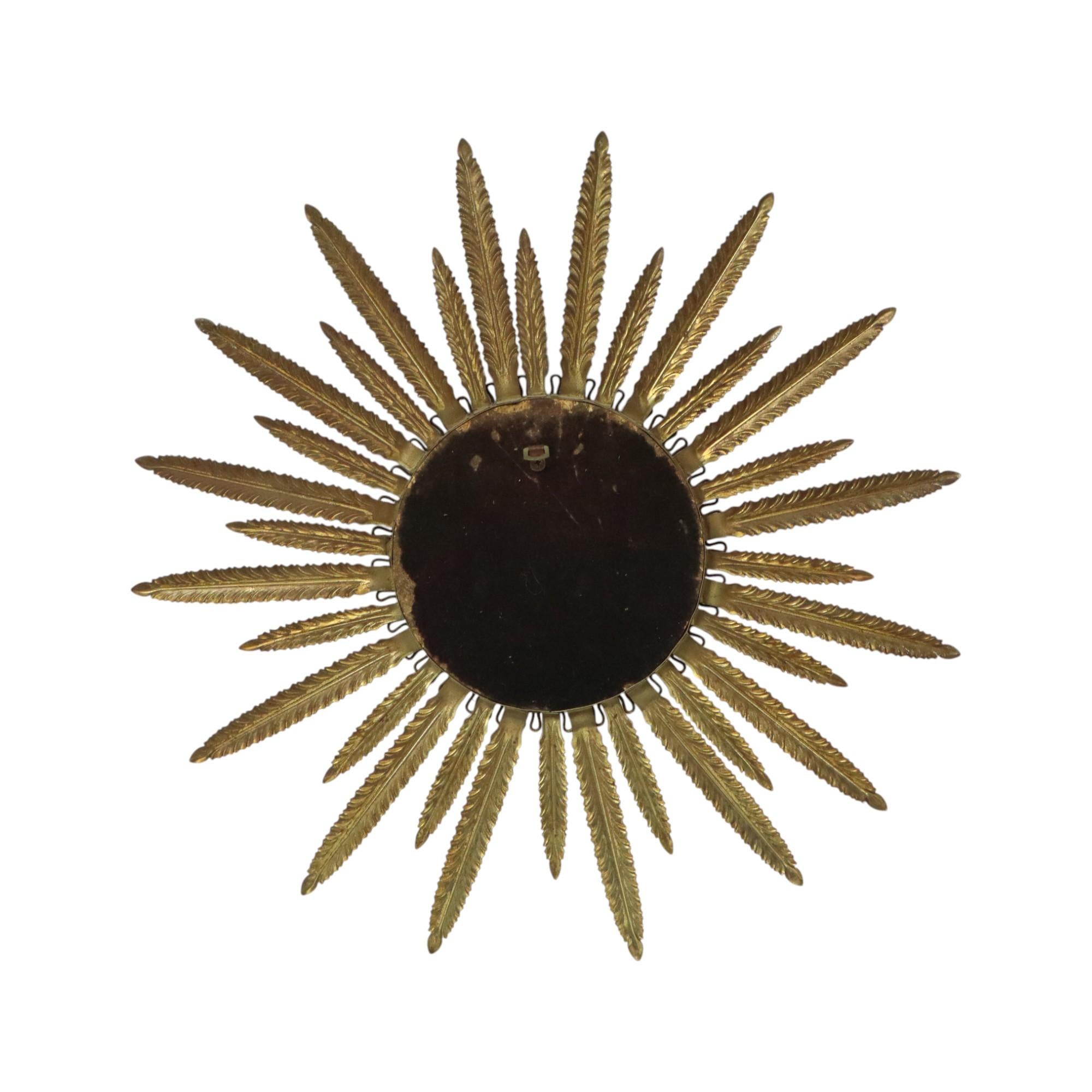 Mid Century Copper Plated Metal Sun Mirror Deknudt Convex 55cm For Sale 6