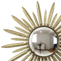 Mid Century Copper Plated Metal Sun Mirror Deknudt Convex 55cm