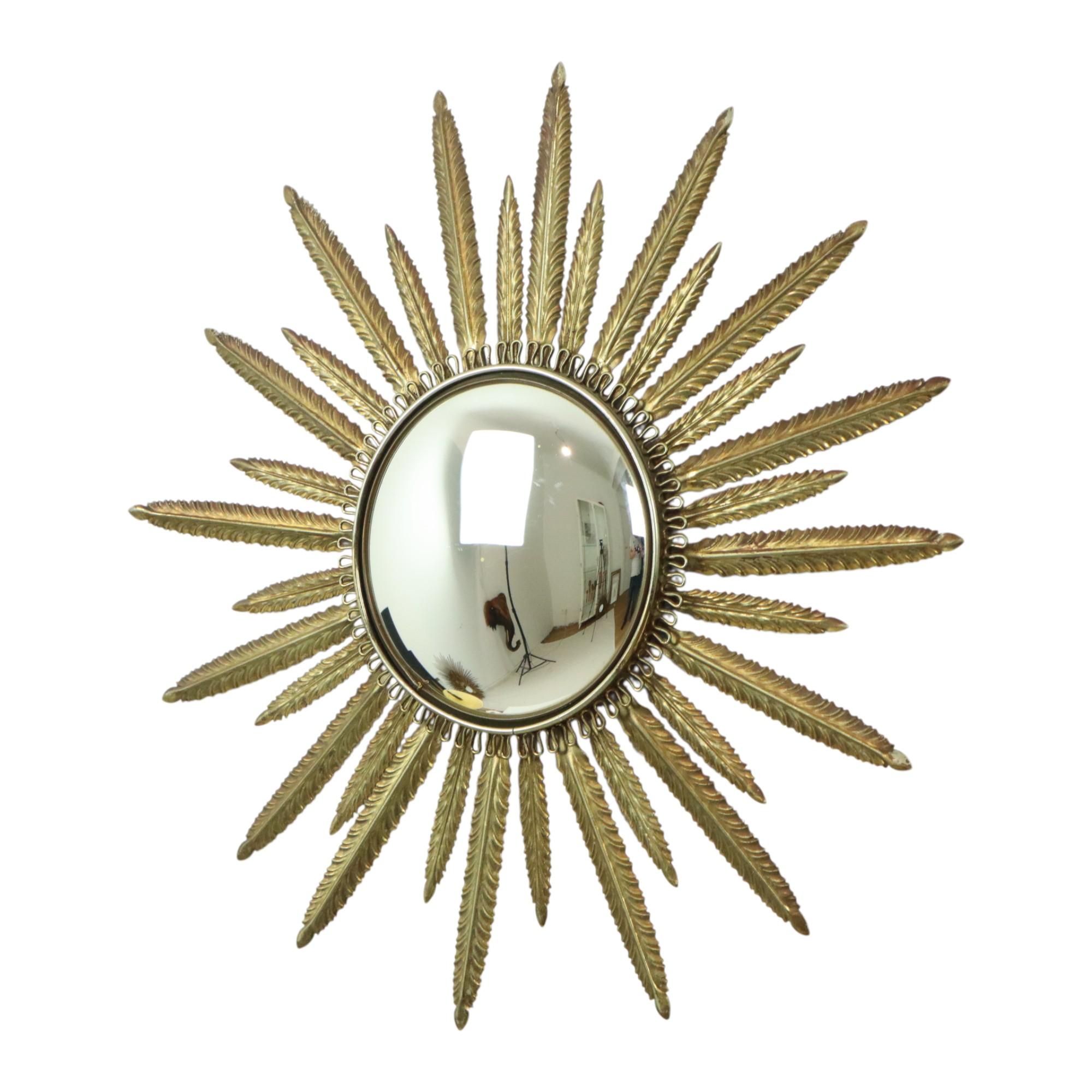 Mid Century Copper Plated Metal Sun Mirror Deknudt Convex 55cm For Sale 3