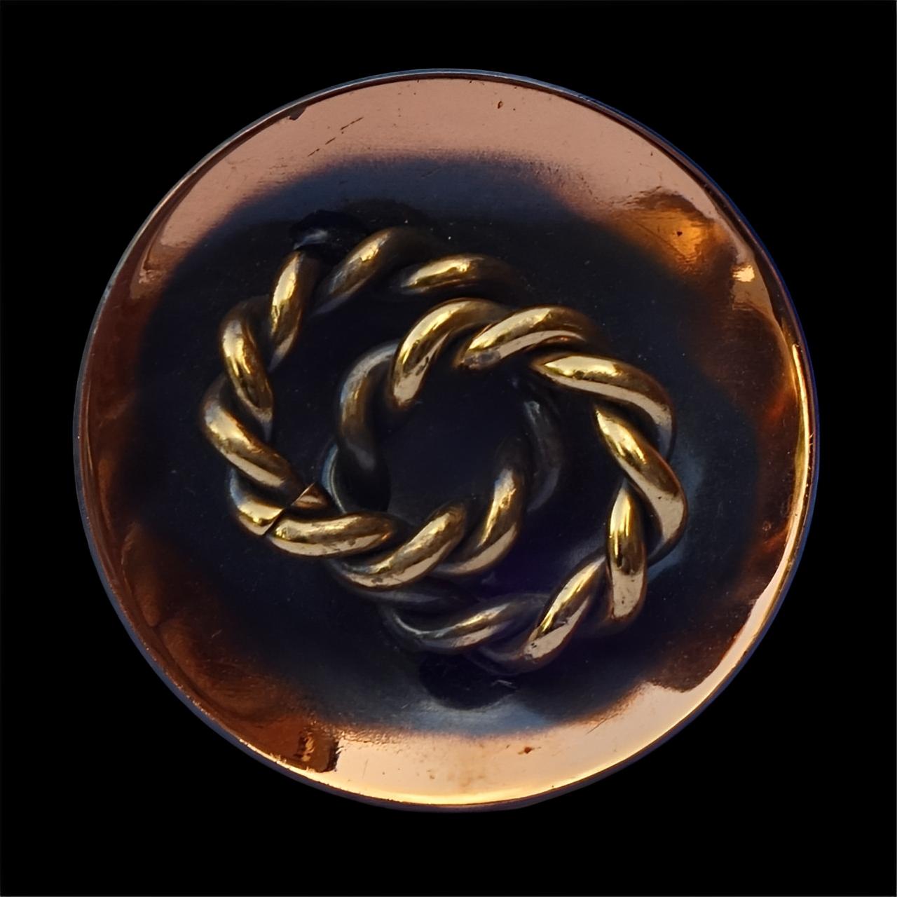 Anello di dichiarazione rotondo in rame lucido di metà secolo con design a corda attorcigliata in vendita 2