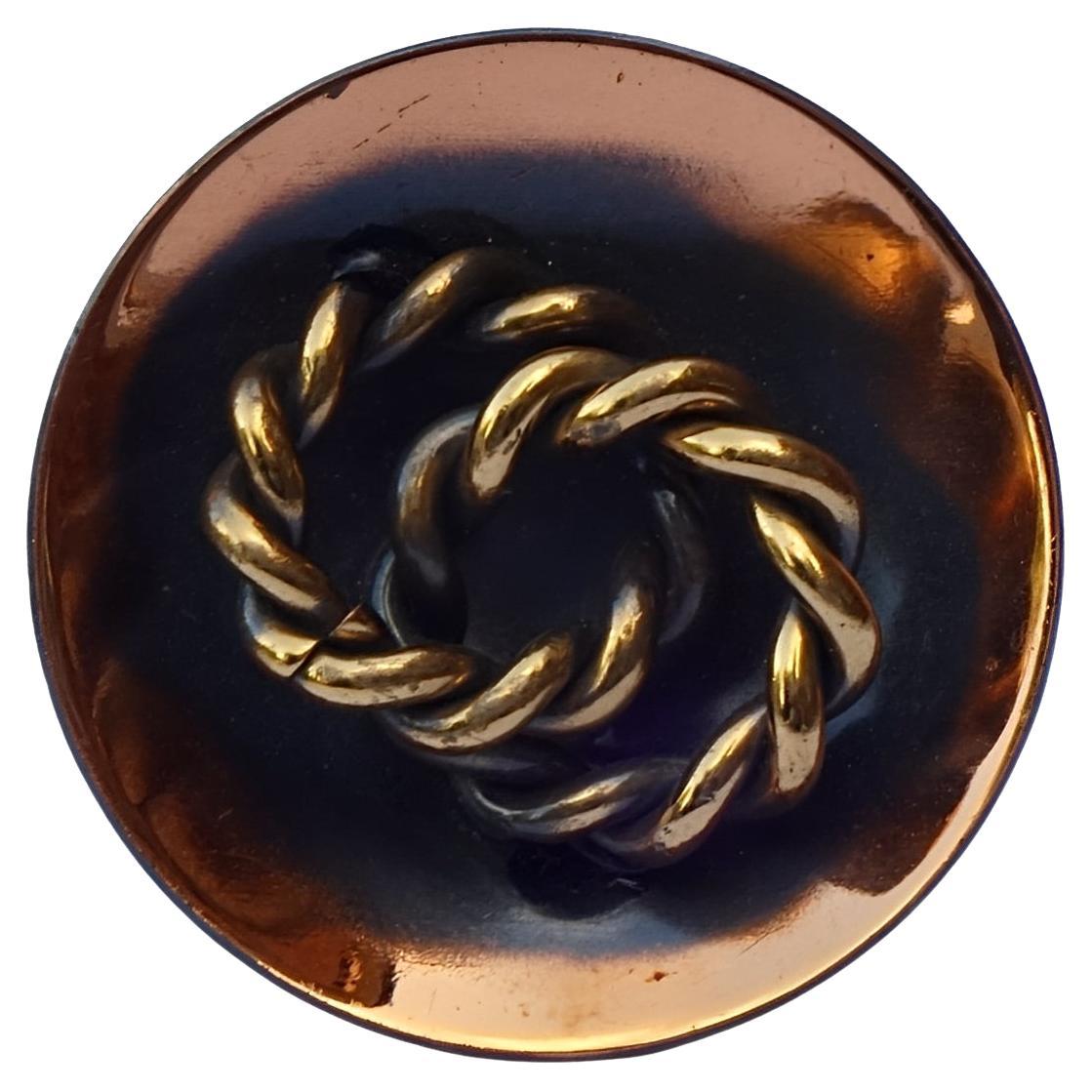 Anello di dichiarazione rotondo in rame lucido di metà secolo con design a corda attorcigliata in vendita