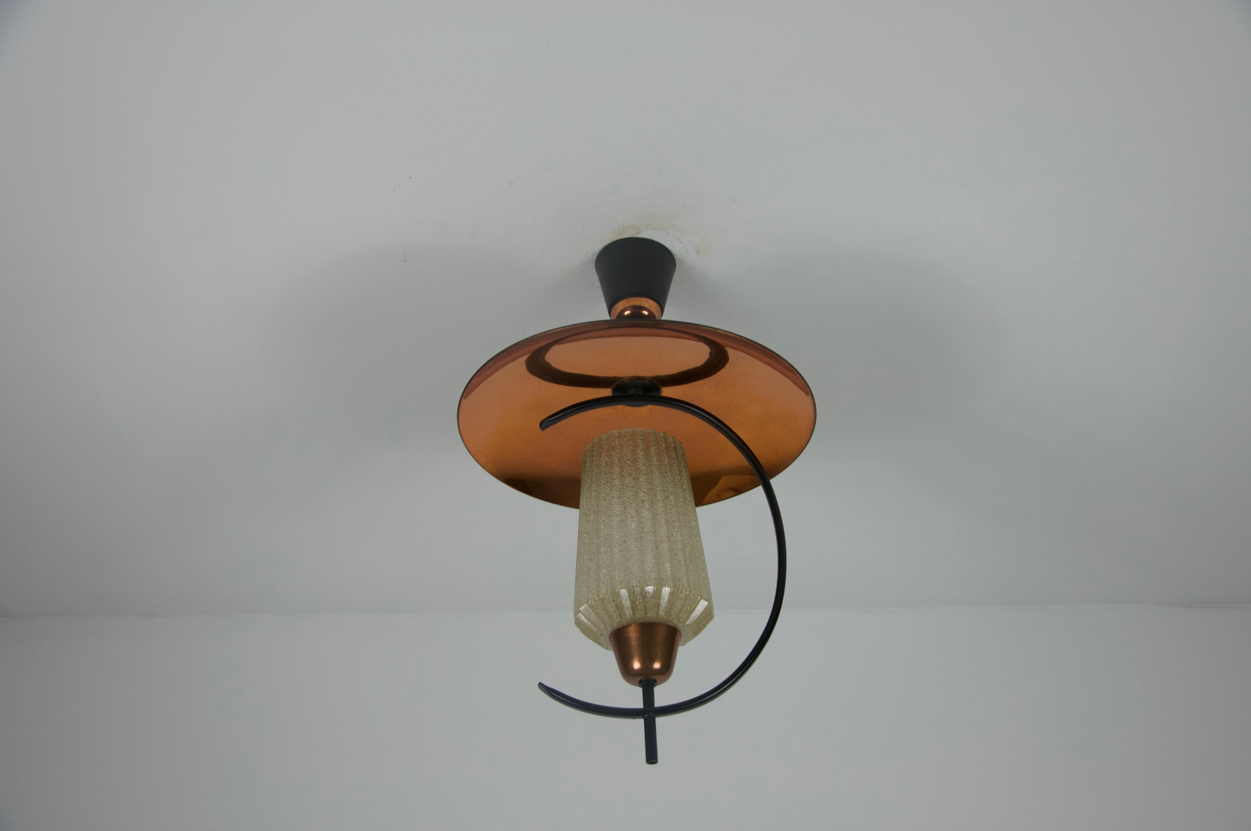 Metallo Mid-Century Copper Sputnik Ceiling Lamp, Italy, 1960s in vendita