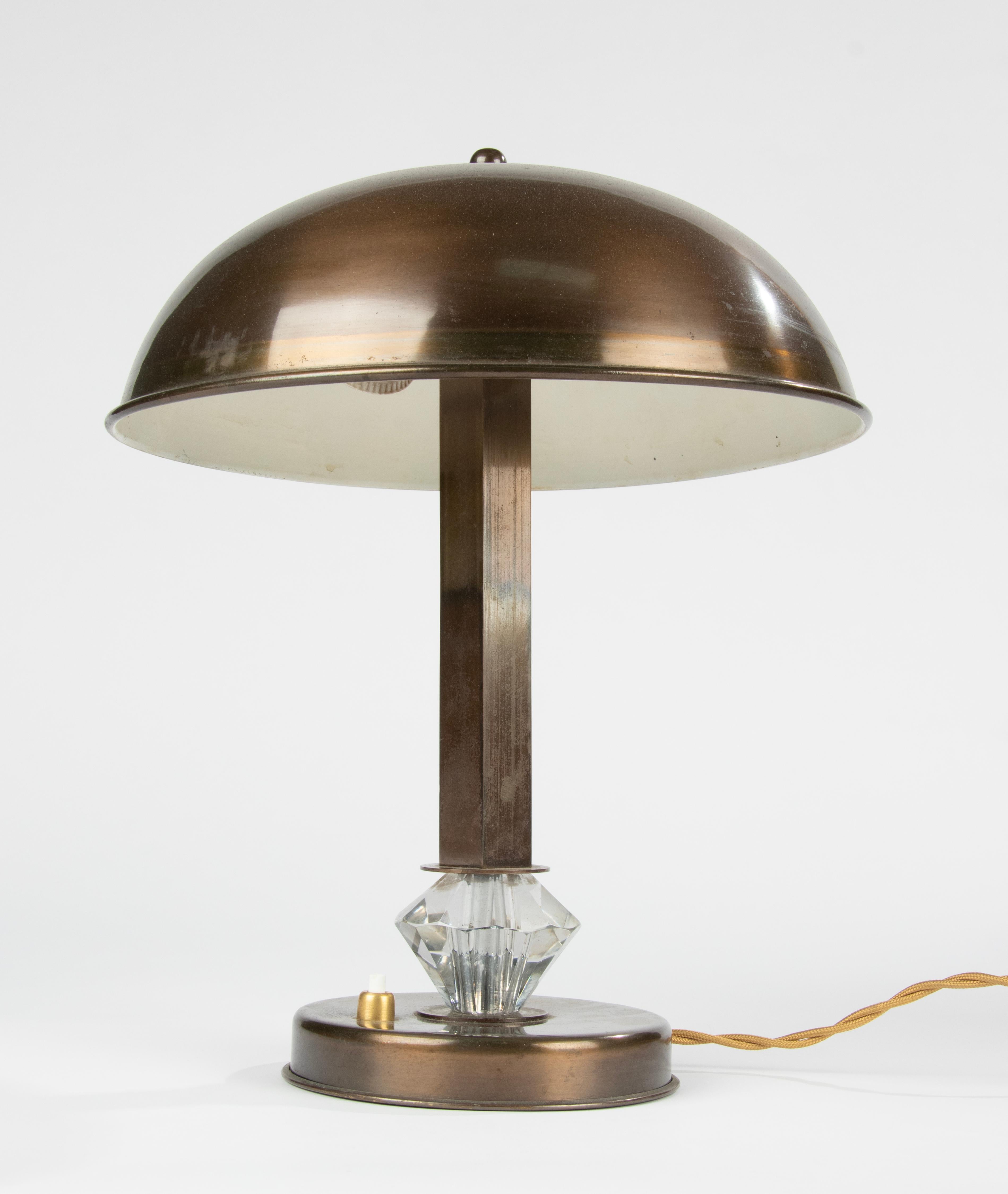 Midcentury Copper Table Mushroom Lamp In Good Condition For Sale In Casteren, Noord-Brabant