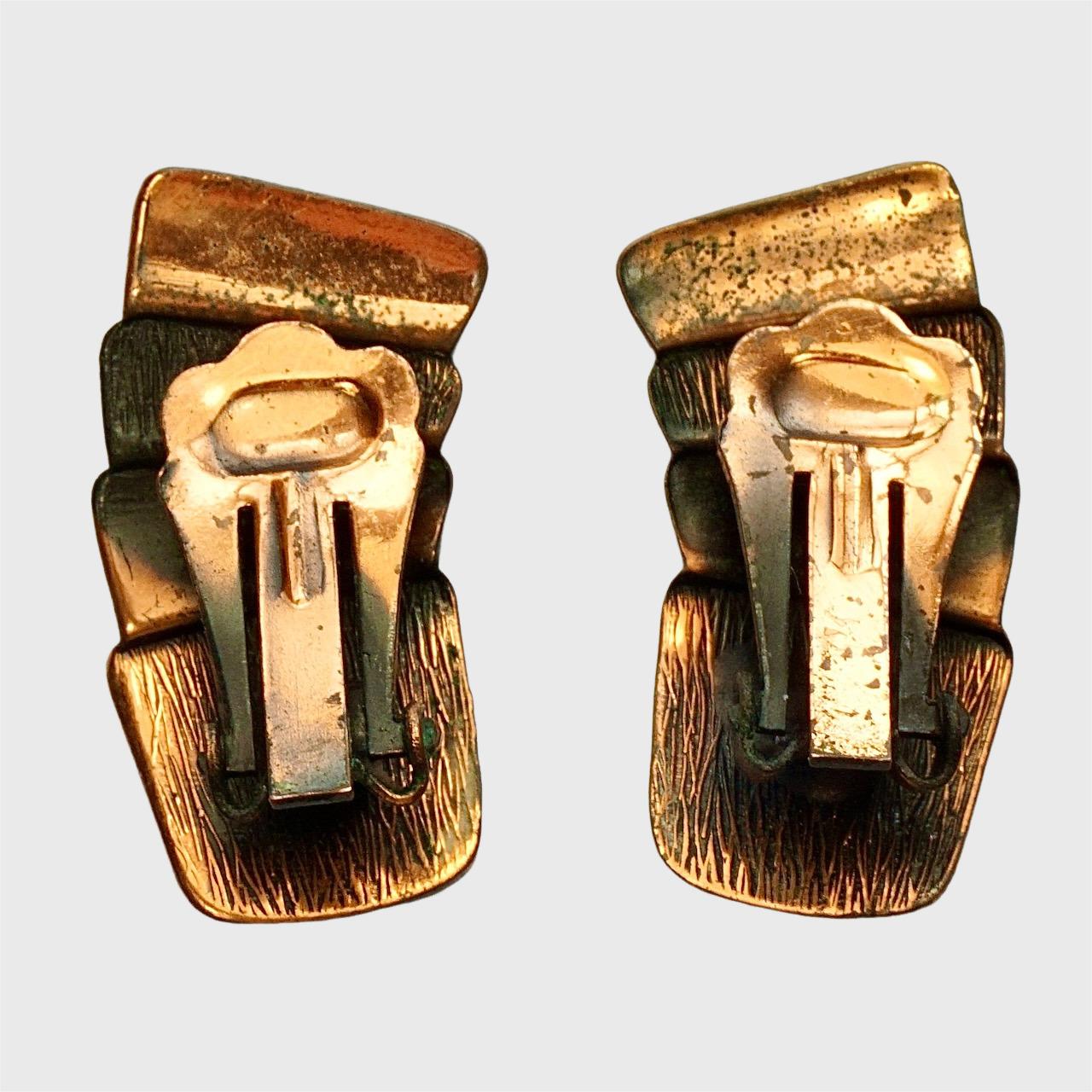 Set di orecchini con collana e braccialetto in rame strutturato e lucidato di metà secolo in vendita 8