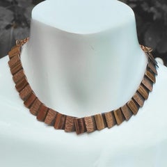 Mid Century Copper Textured and Polished Link Necklace Bracelet Earrings Set