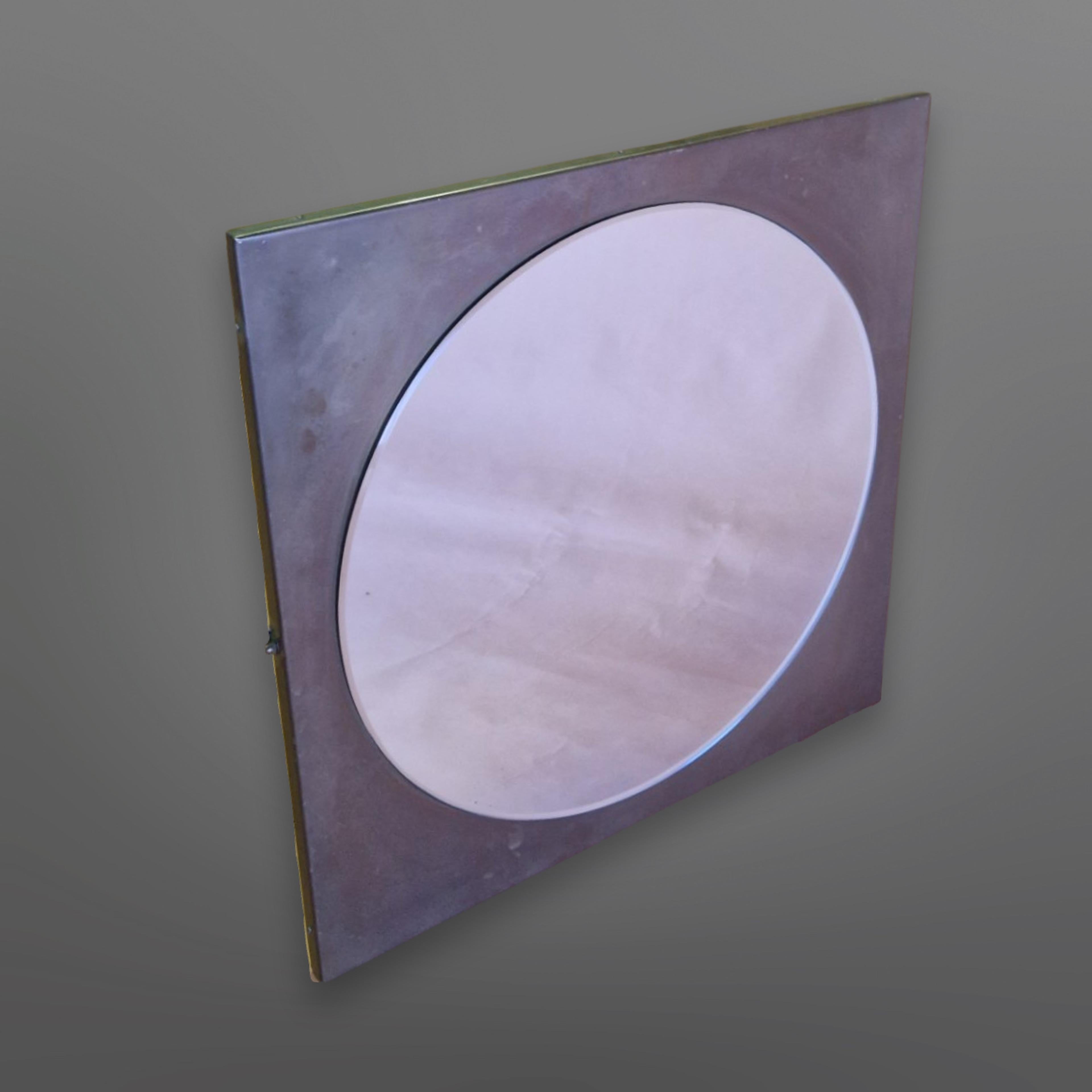 Mid-Century Modern Mid century copper wall mirror, Netherlands 1950s For Sale
