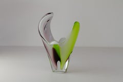 Mid-Century Coquille Glass Vase by Paul Kedelv for Flygsfors Sweden, 1950s.