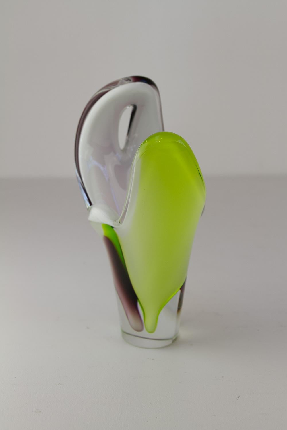 Mid-Century Modern Mid-Century Coquille Glass Vase by Paul Kedelv for Flygsfors Sweden, 1950s. For Sale