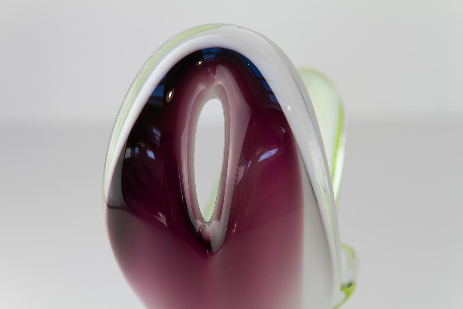 Mid-20th Century Mid-Century Coquille Glass Vase by Paul Kedelv for Flygsfors Sweden, 1950s. For Sale