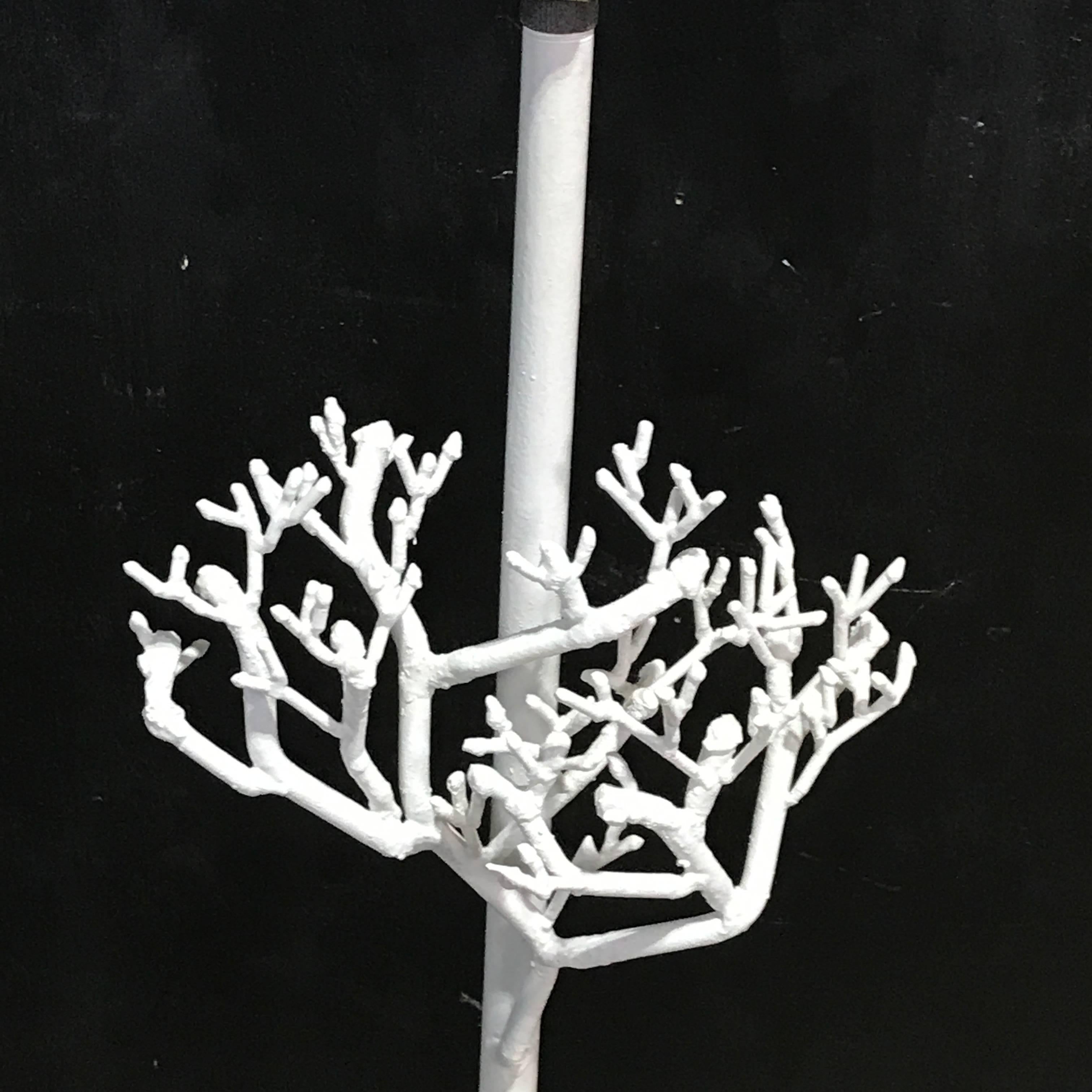 Late 20th Century Midcentury Coral Motif Wrought Iron Floor Lamp in White