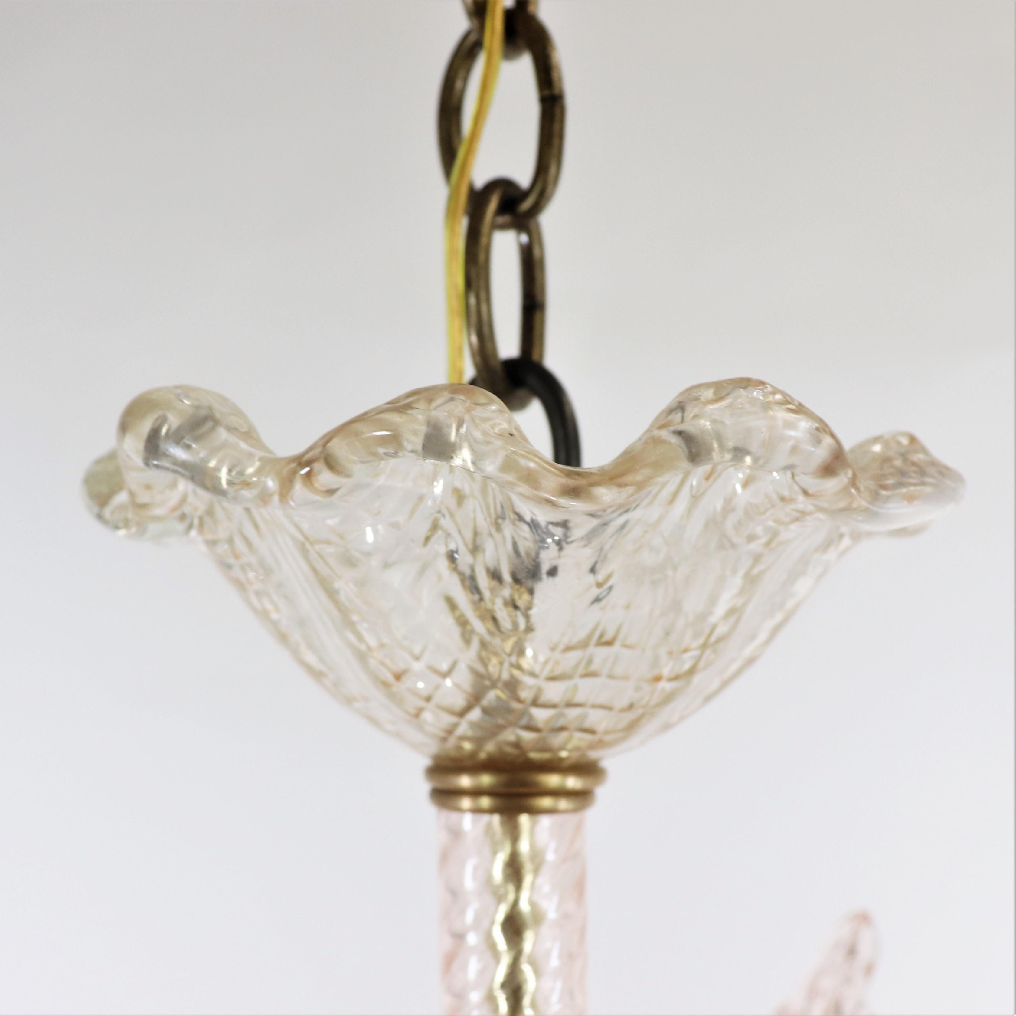 Murano di metà secolo con struttura a fronde rosa corallo attribuito a Barovier in vendita 4