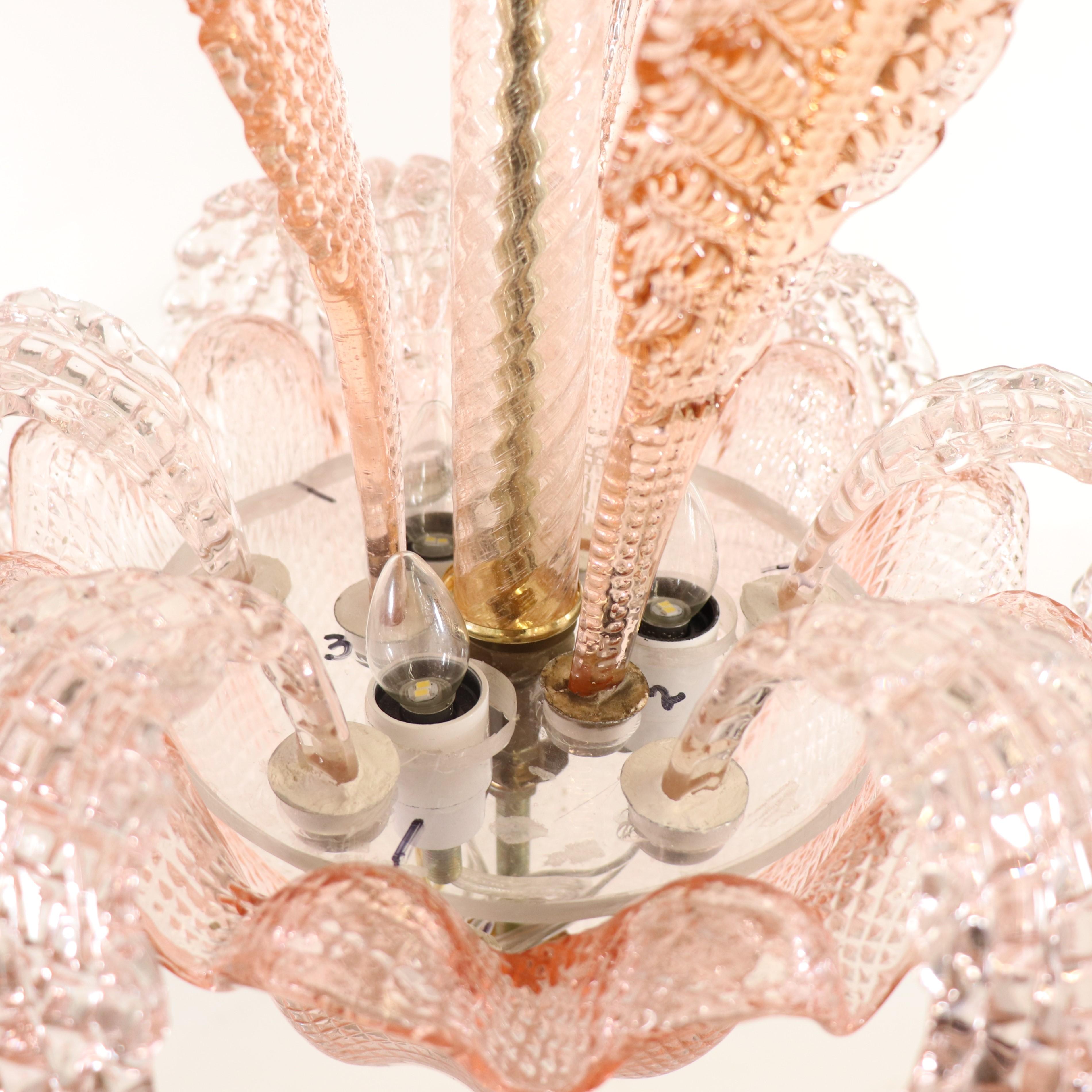 XX secolo Murano di metà secolo con struttura a fronde rosa corallo attribuito a Barovier in vendita