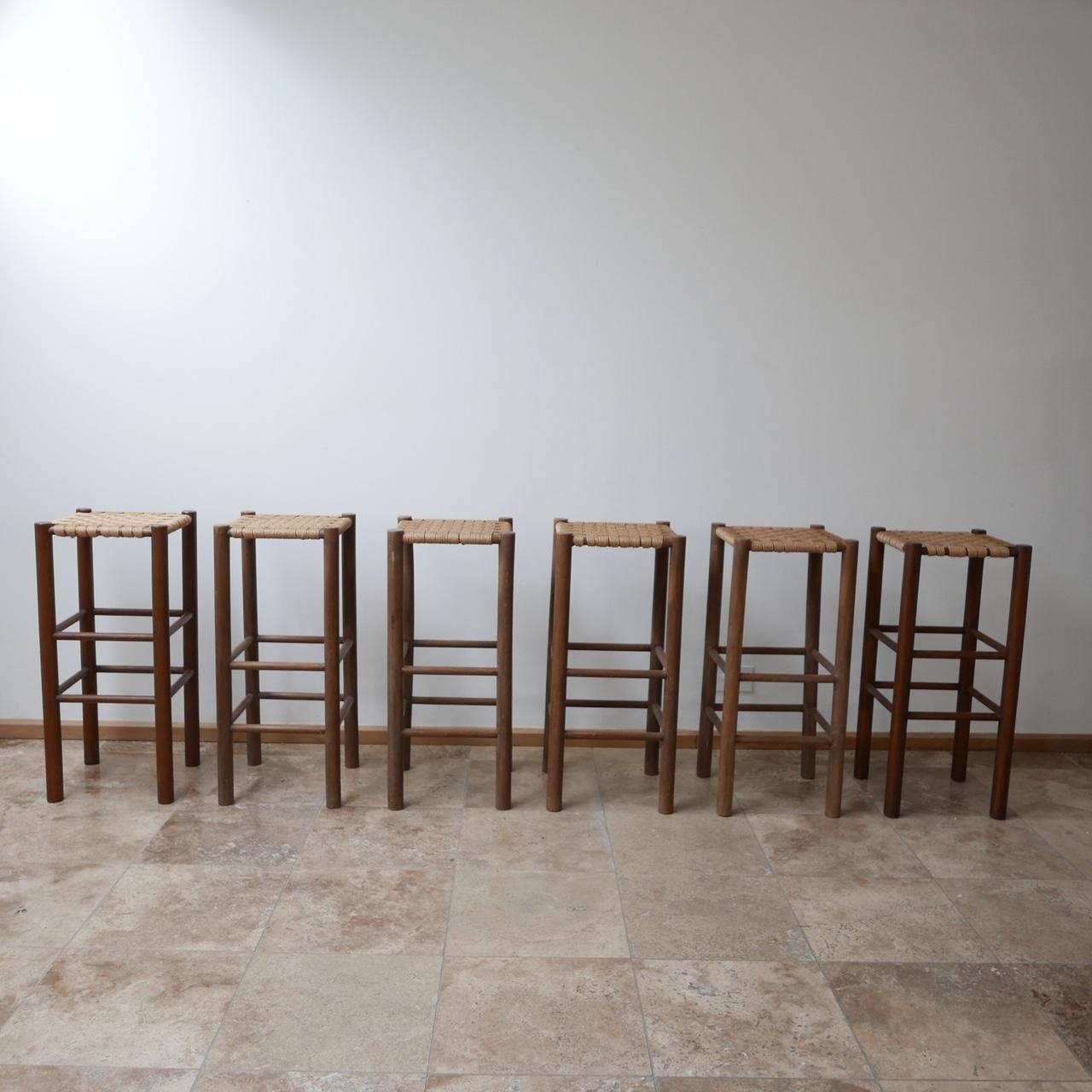 Mid-20th Century Midcentury Cord Bar Stools '6'