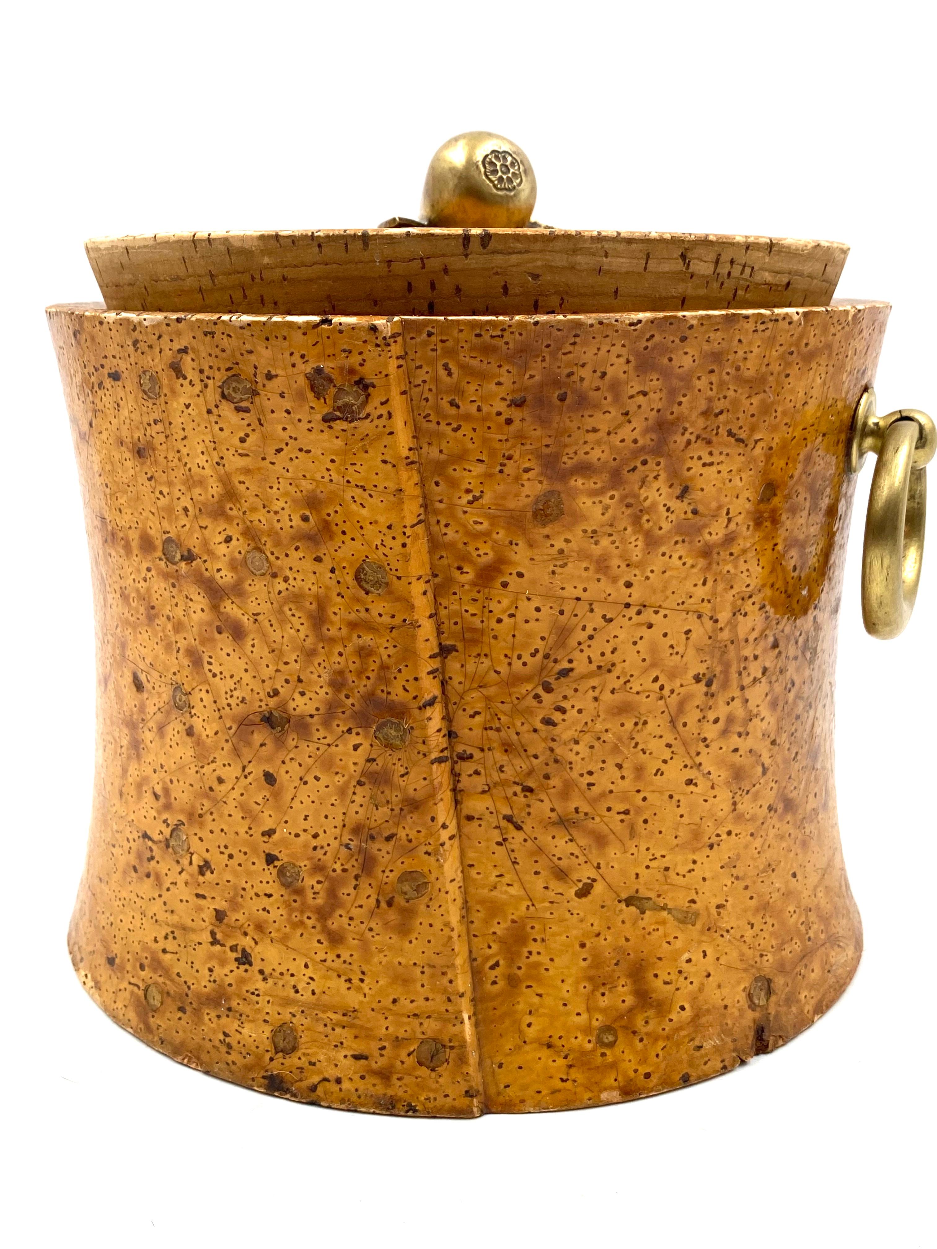 Mid-century cork and brass box, France 1940s For Sale 6