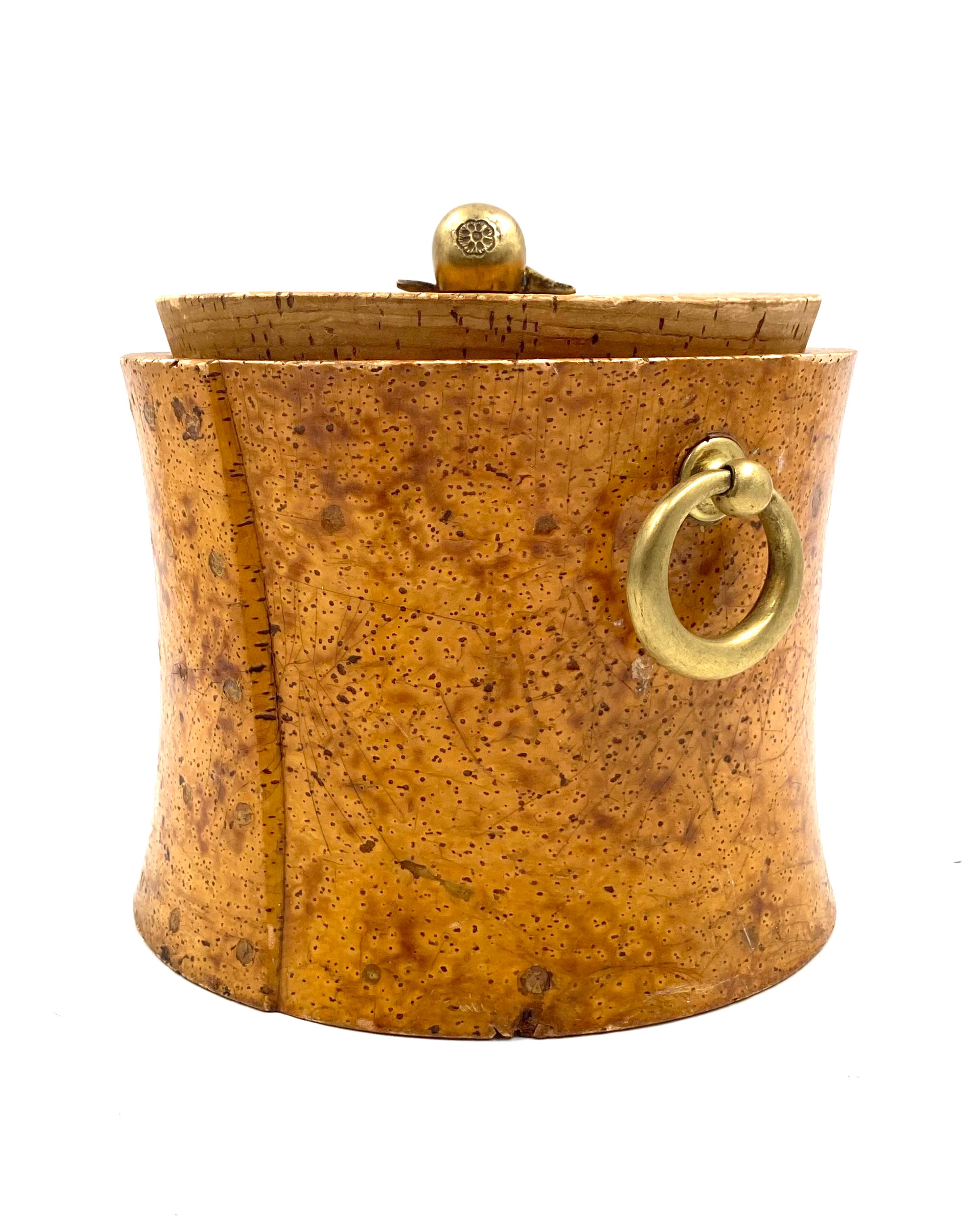 Mid-century cork and brass box, France 1940s For Sale 7