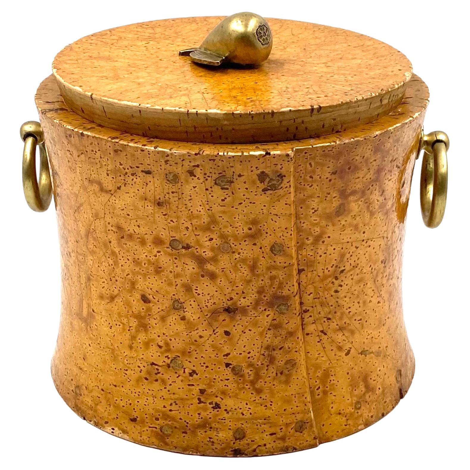 Mid-century cork and brass box, France 1940s