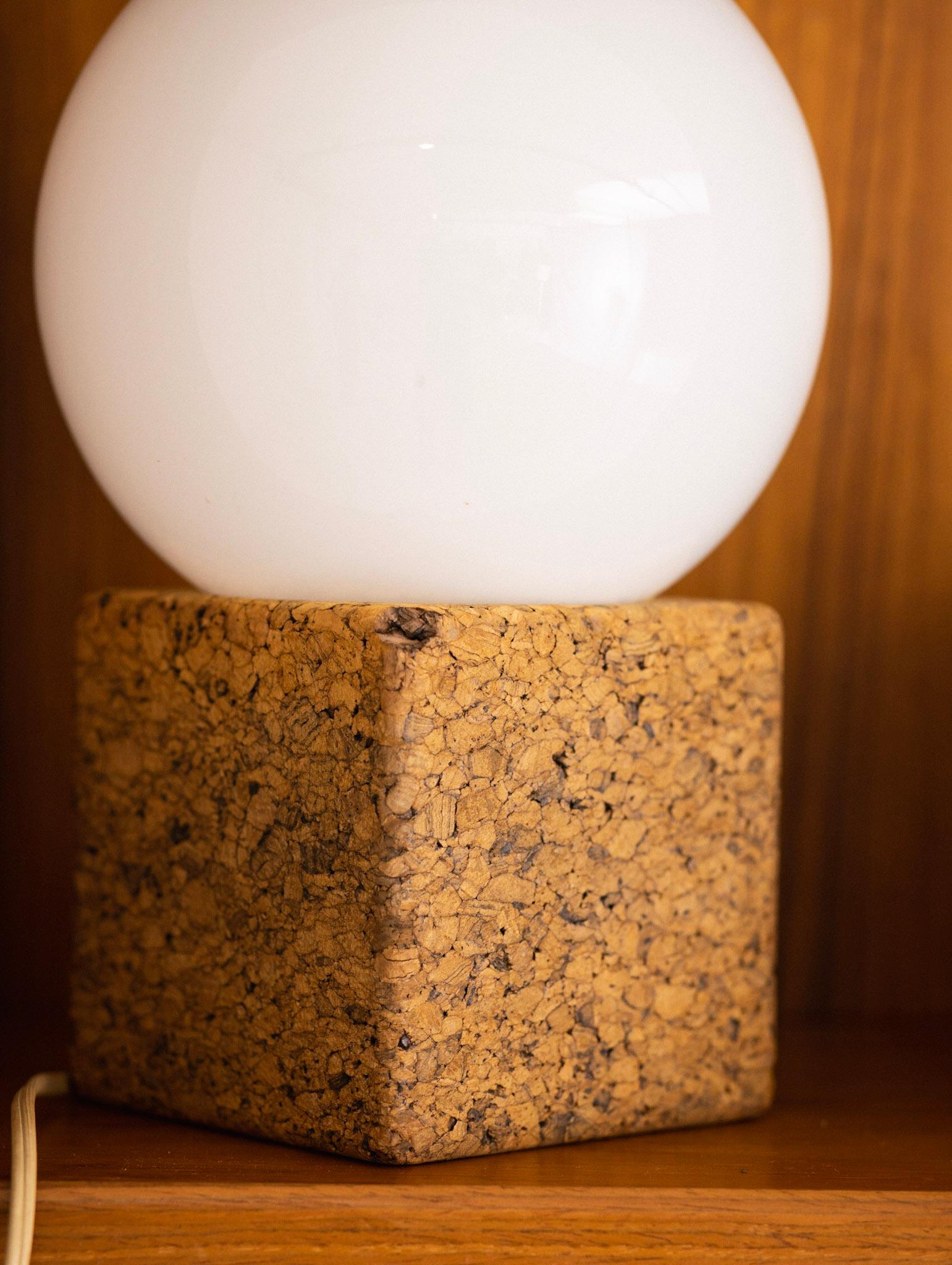 Mid-Century Modern Mid Century Cork and Glass Globe Lamp