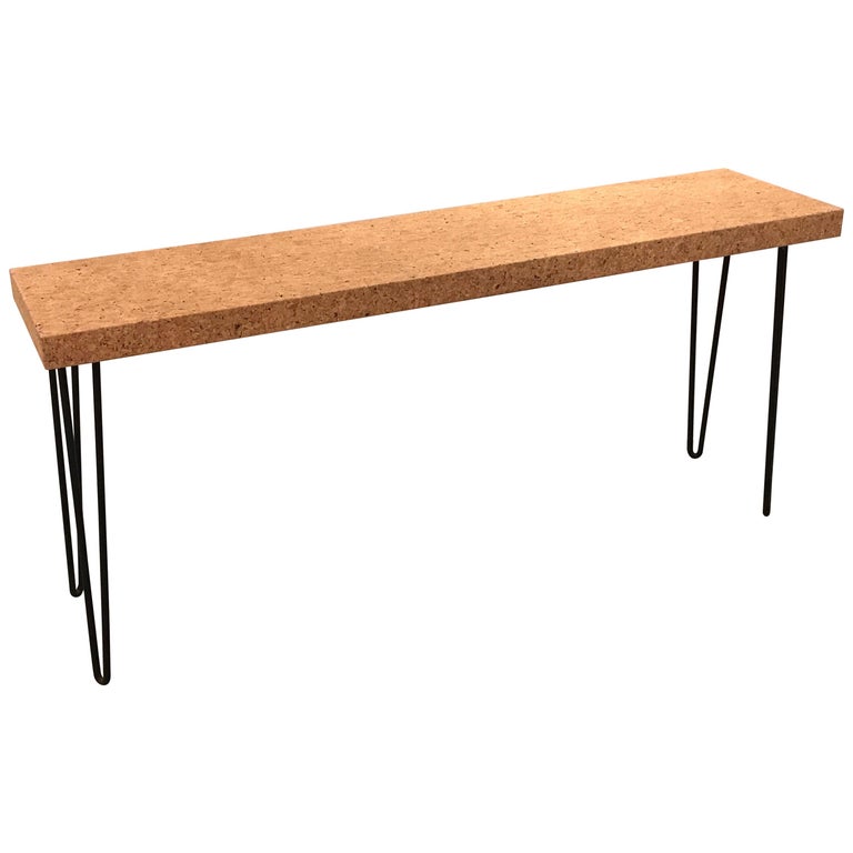 Midcentury Cork and Iron Console Table For Sale at 1stDibs