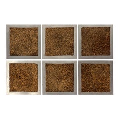 Mid-Century Cork and Steel Coasters, Set of Six
