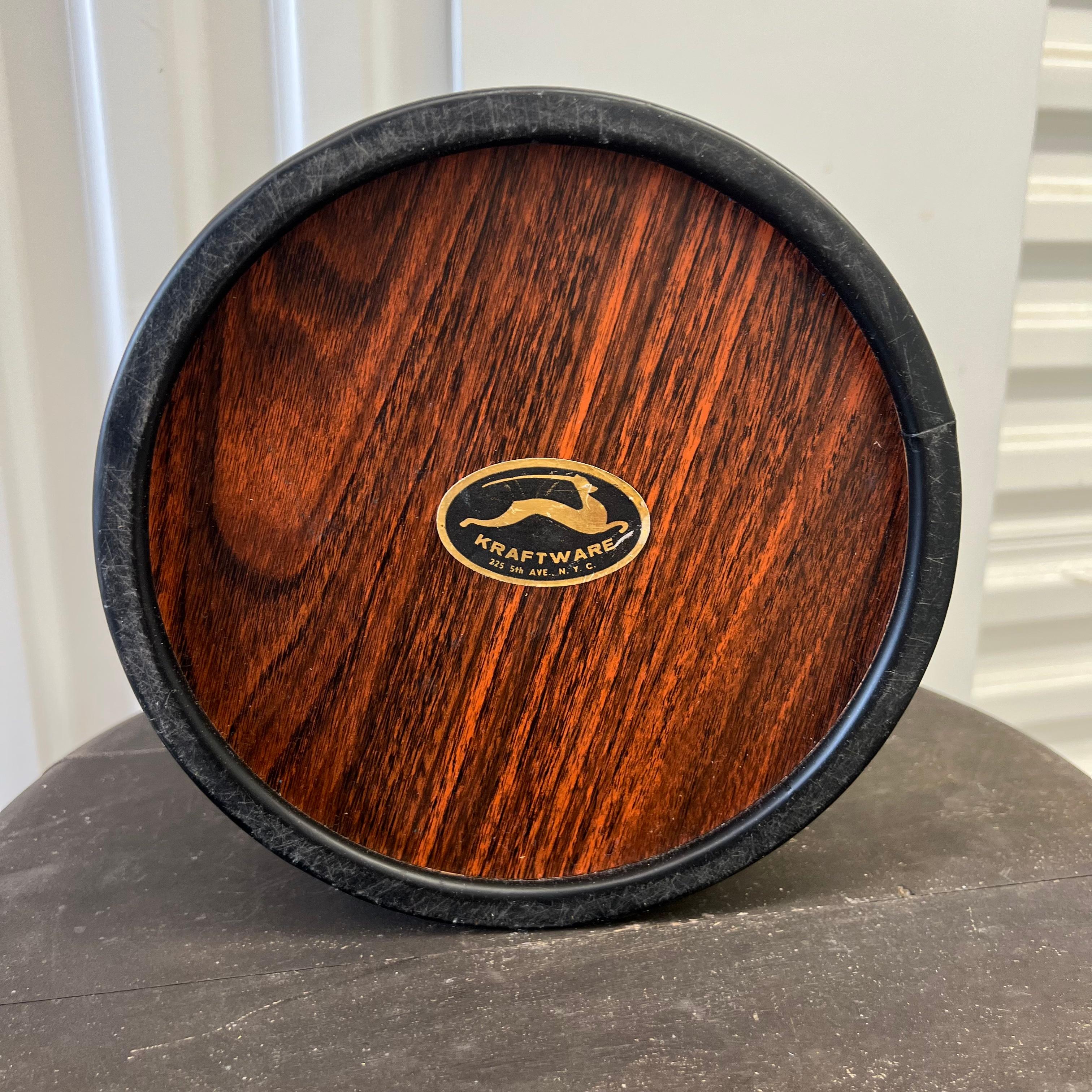 20th Century Mid-Century Cork and Vinyl Ice Bucket