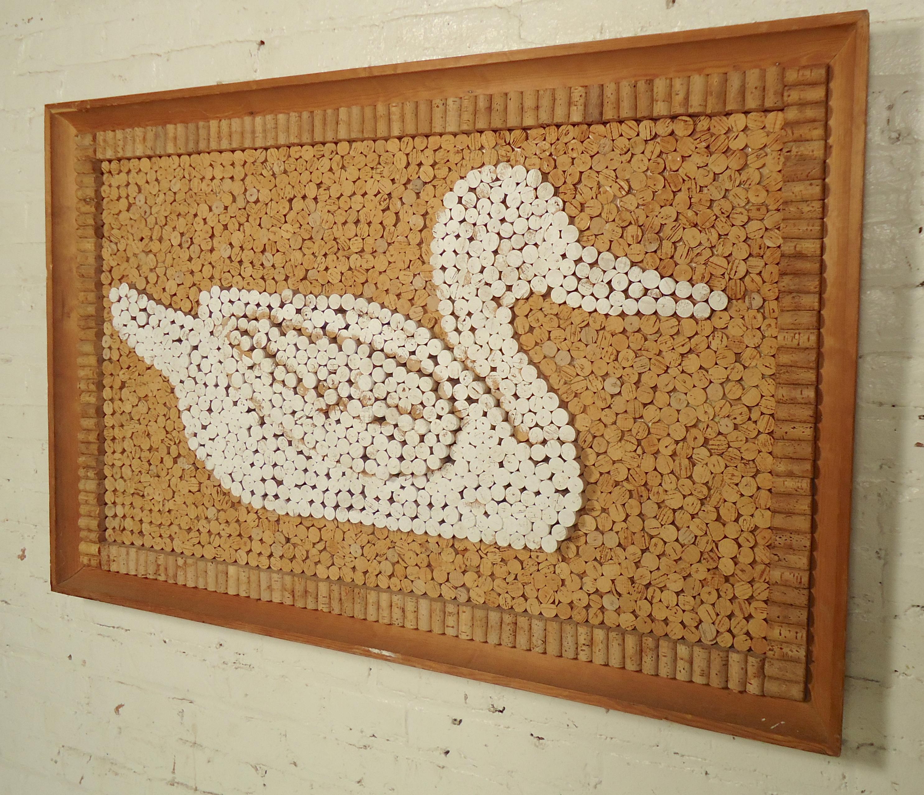 Folk Art style mosaic made of wine corks. 

(Please confirm item location - NY or NJ - with dealer).
 