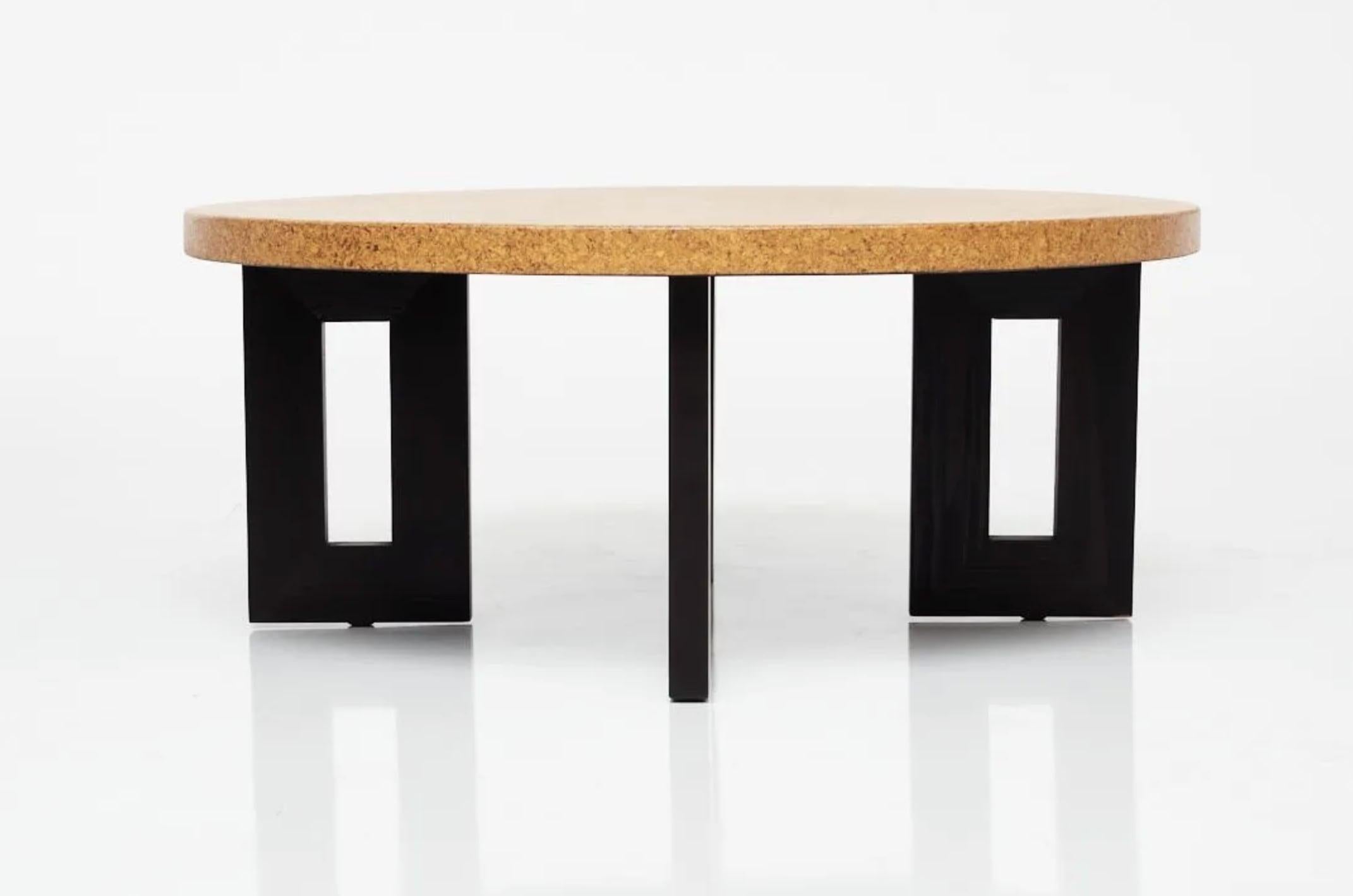 Ebonized Mid Century Cork Coffee Table by Paul Frankl for Johnson Furniture, c1950s For Sale