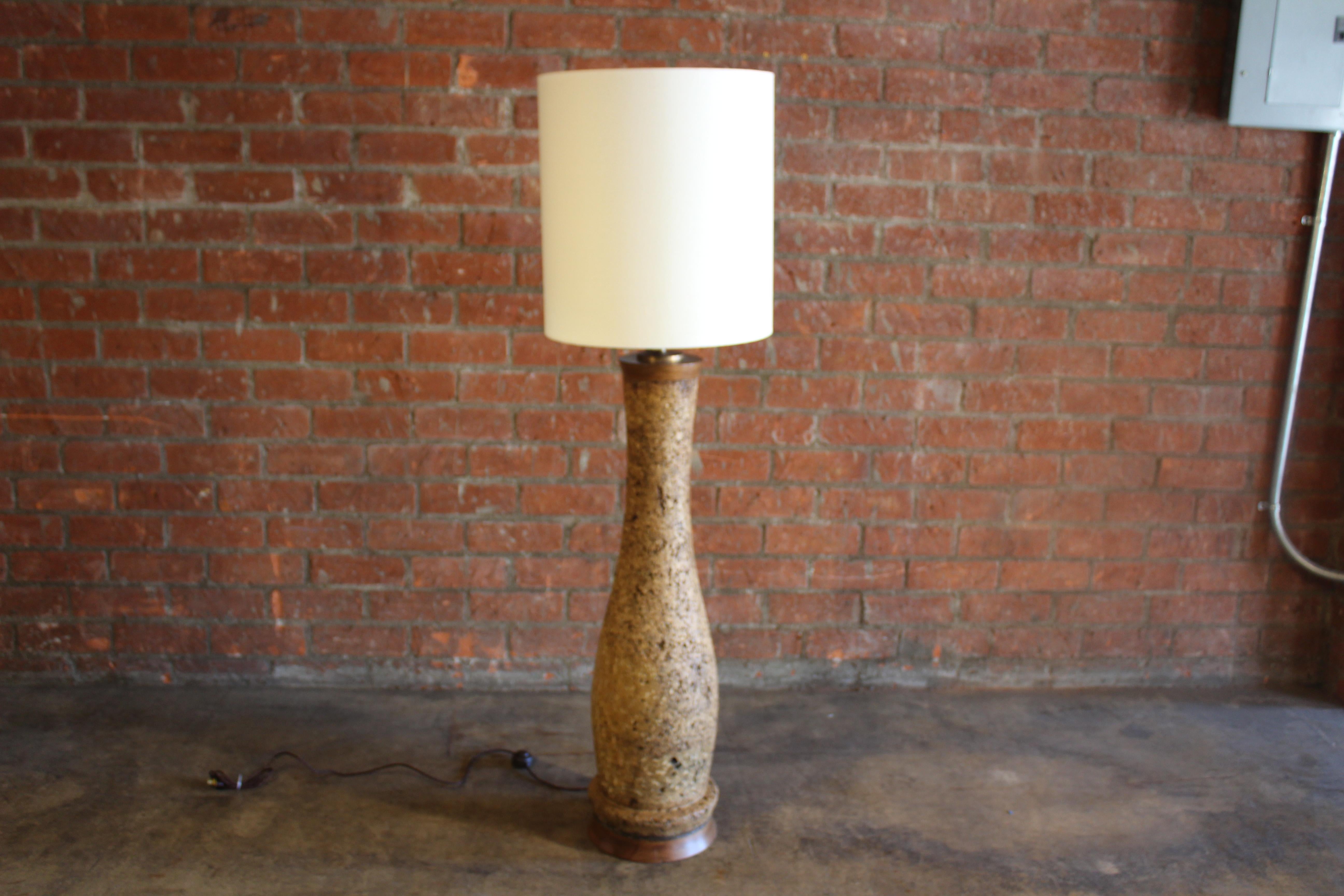 American Midcentury Cork Floor Lamp, 1960s