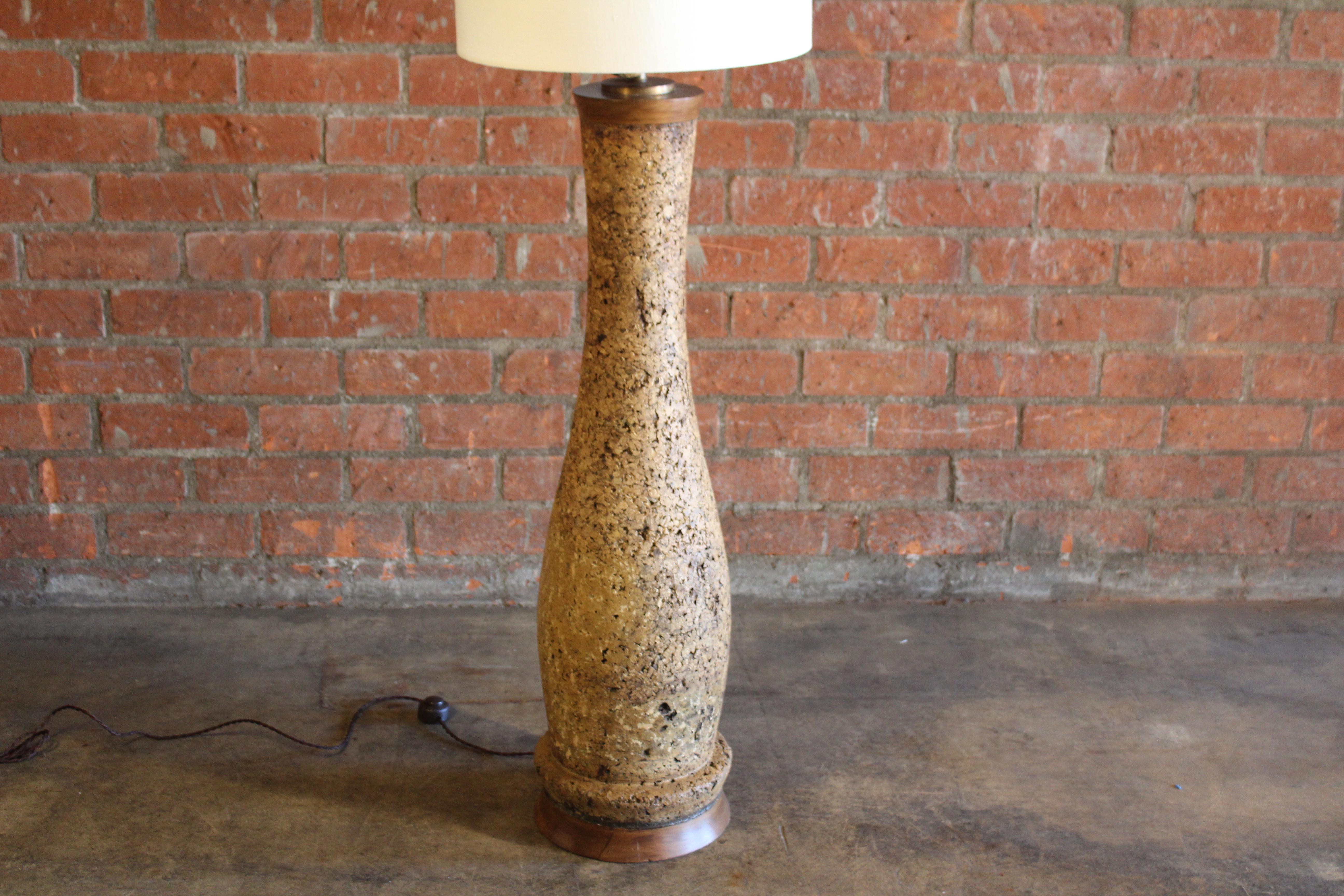 Midcentury Cork Floor Lamp, 1960s In Good Condition In Los Angeles, CA