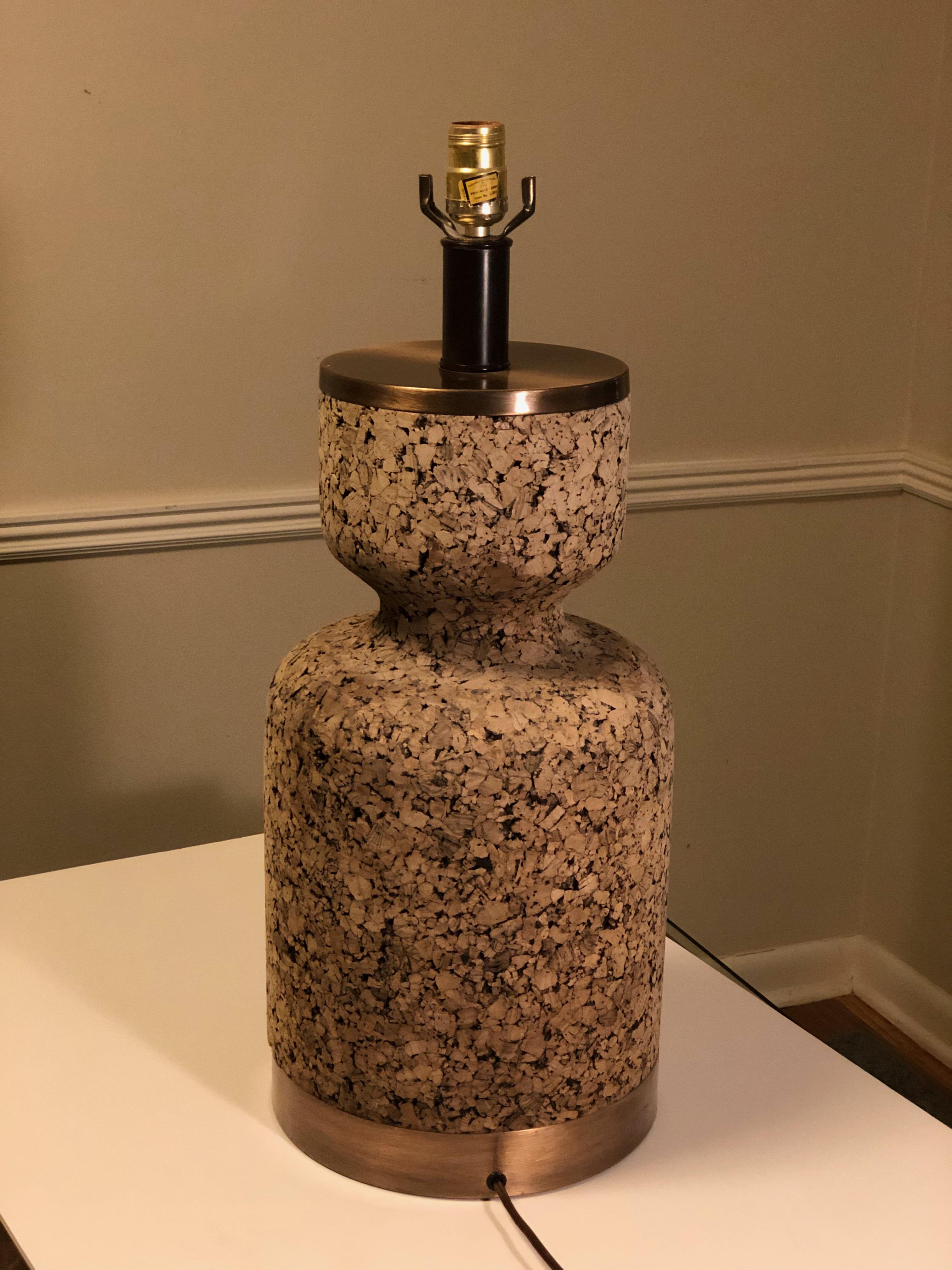 Mid-Century Cork Table Lamp In Good Condition In Littleton, CO