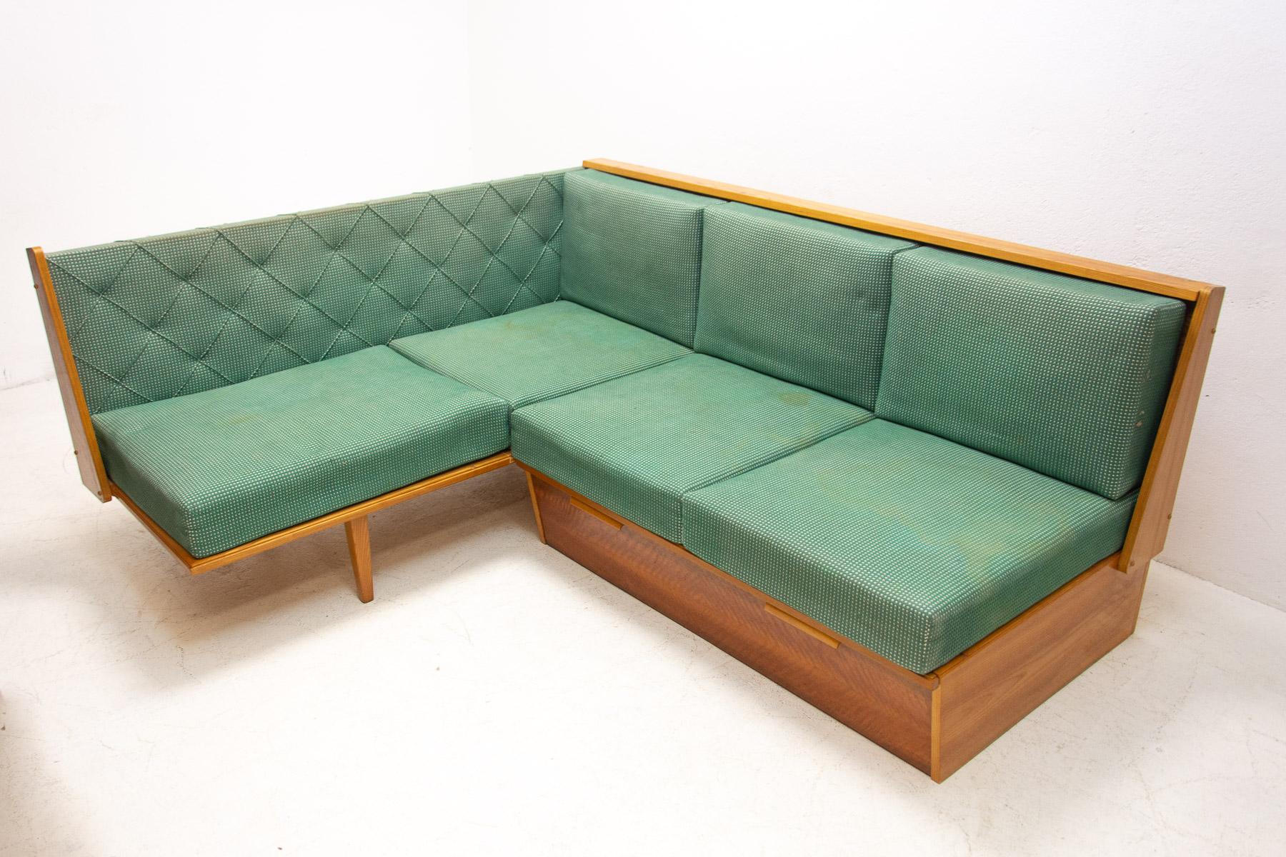 20th Century Mid Century Corner Folding Sofabed, 1960´s, Czechoslovakia For Sale