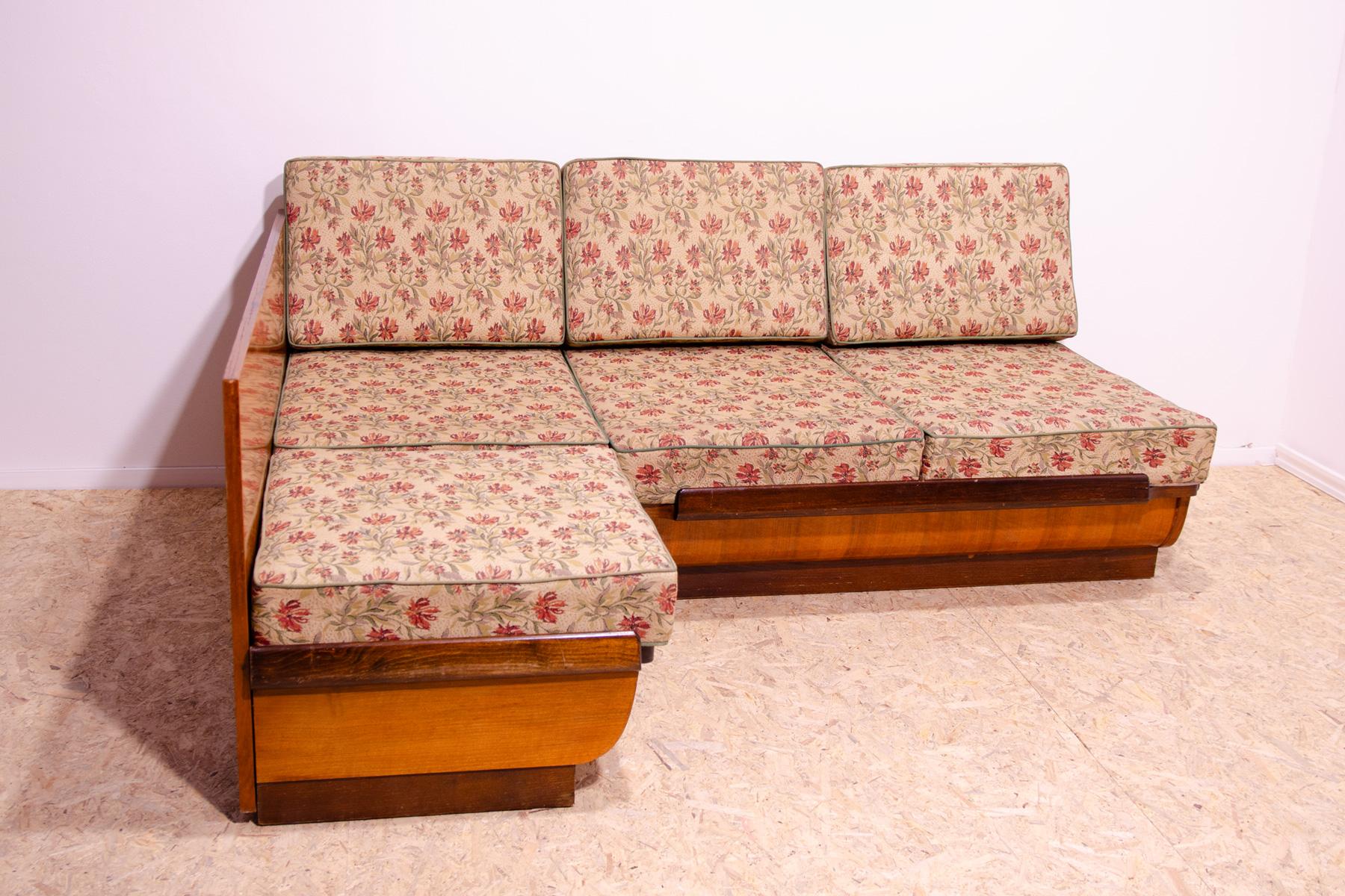 Mid-Century Modern Mid century corner folding sofabed by Jindřich Halabala for UP Závody, 1950´s For Sale