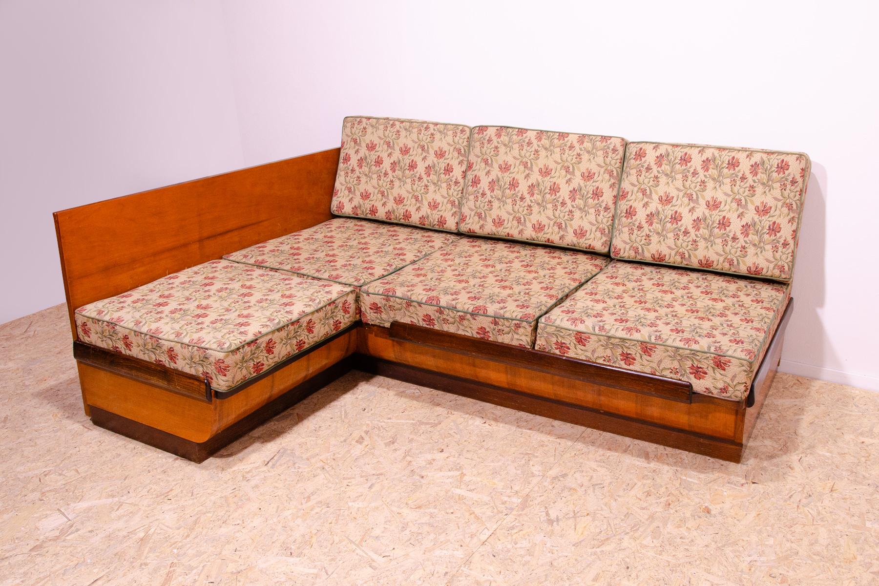 20th Century Mid century corner folding sofabed by Jindřich Halabala for UP Závody, 1950´s For Sale