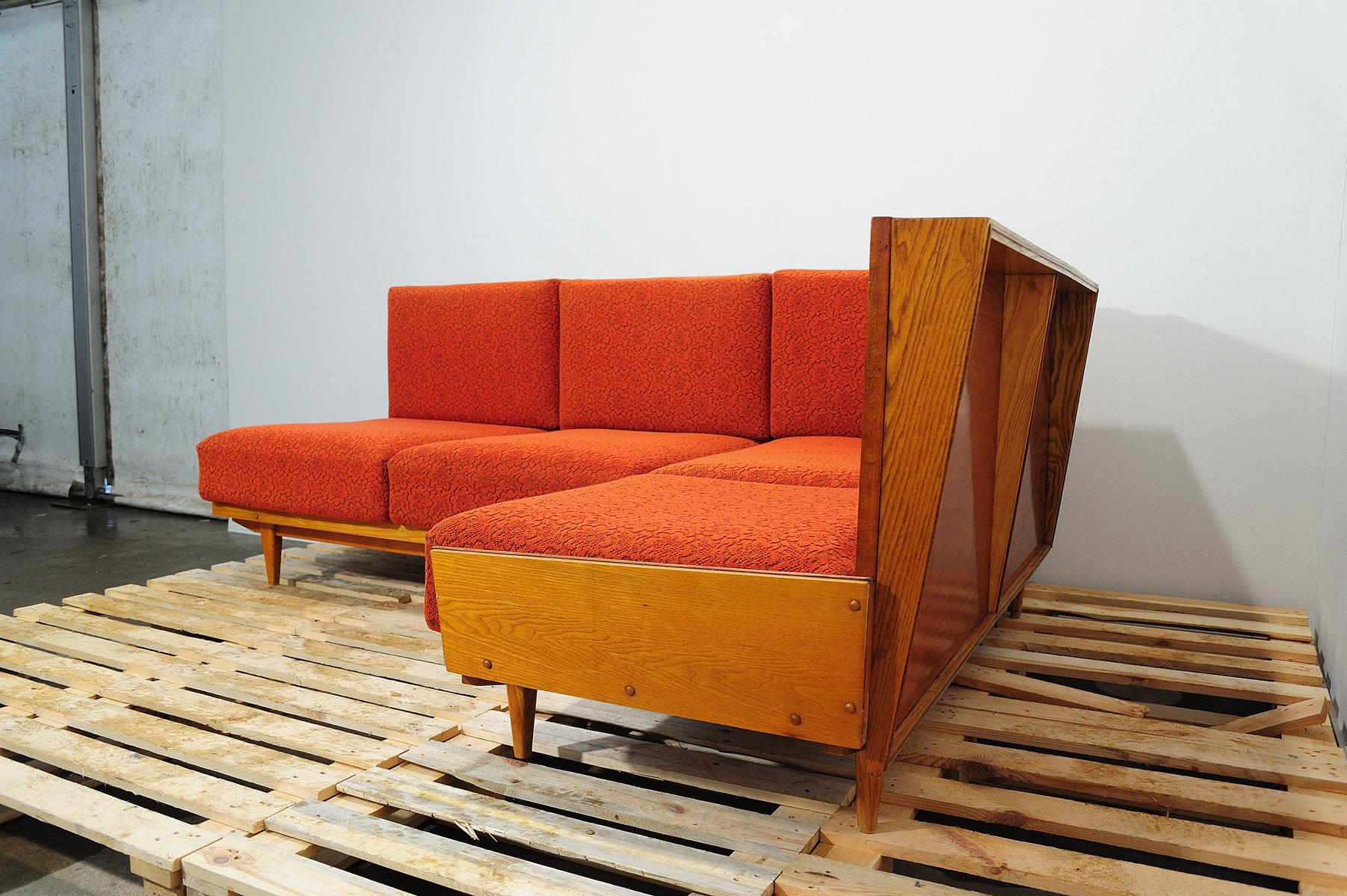  Mid century corner folding sofabed, Czechoslovakia, 1960´s 10